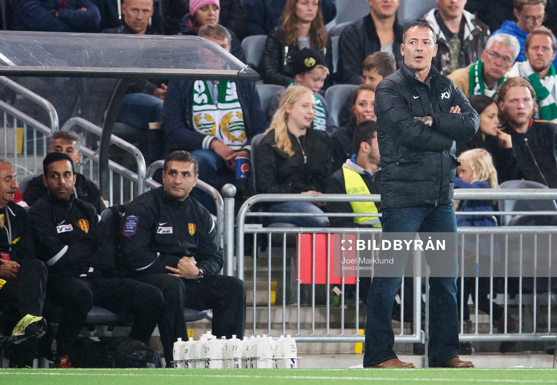 Syrianskas tränare Zvezdan Milosevic under fotbollsmatchen i Superettan mellan Hammarby och Syrianska den 21 september 2014 i Stockholm.