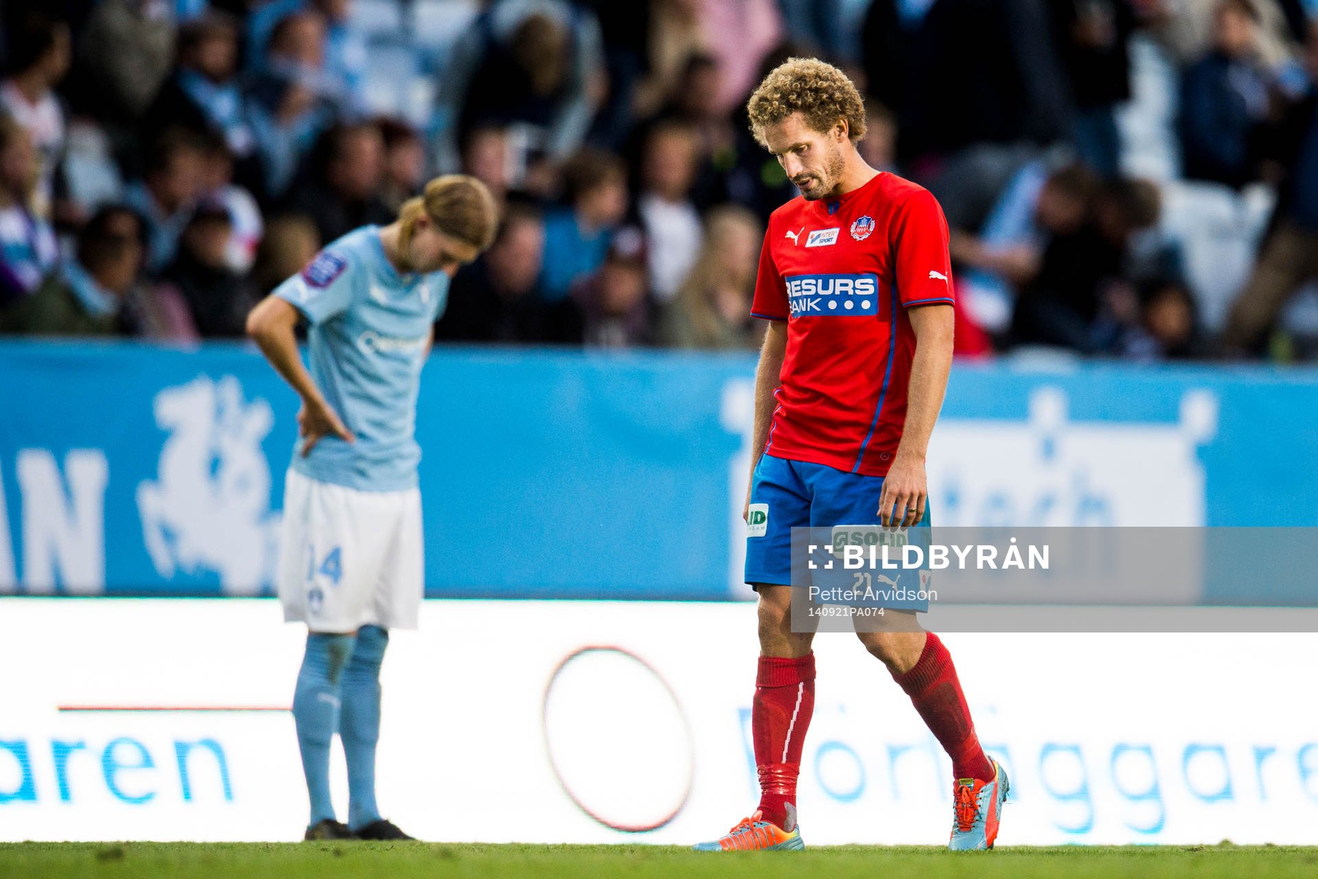 Helsingborgs Christoffer Andersson (th) och Malmö FFs