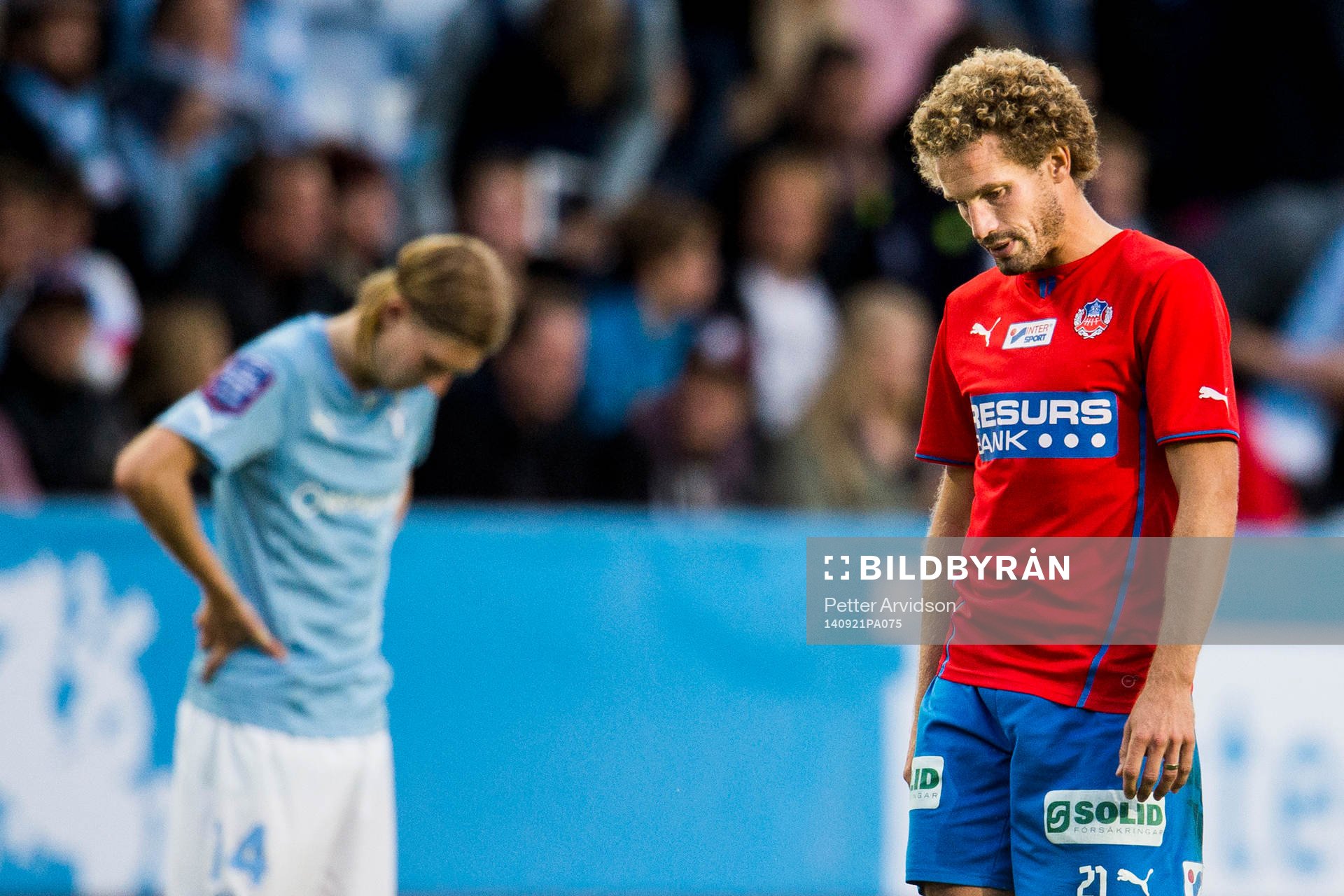 Helsingborgs Christoffer Andersson (th) och Malmö FFs