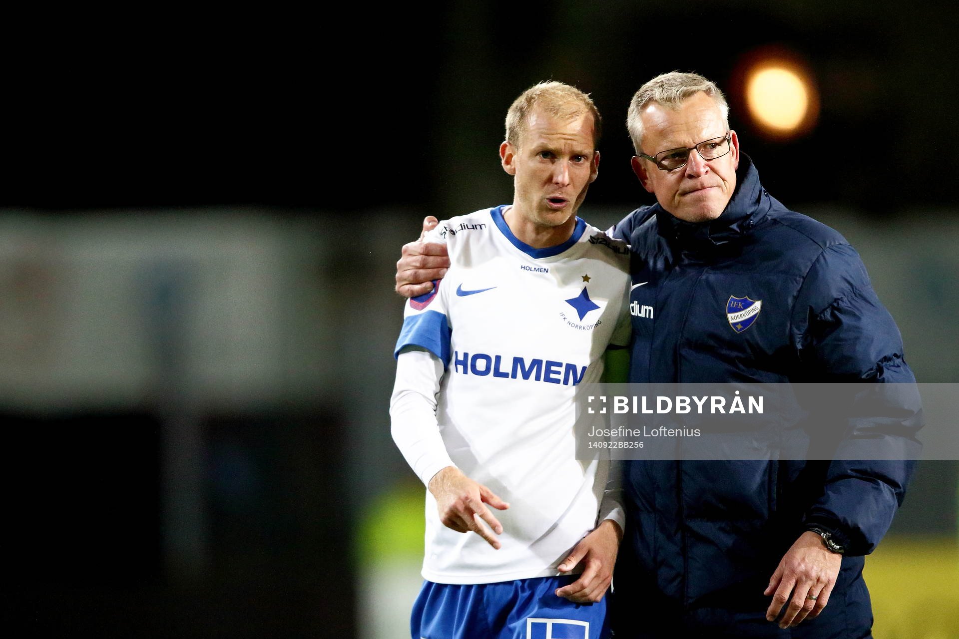 Norrköpings Andreas Johansson med tränare Jan Andersson