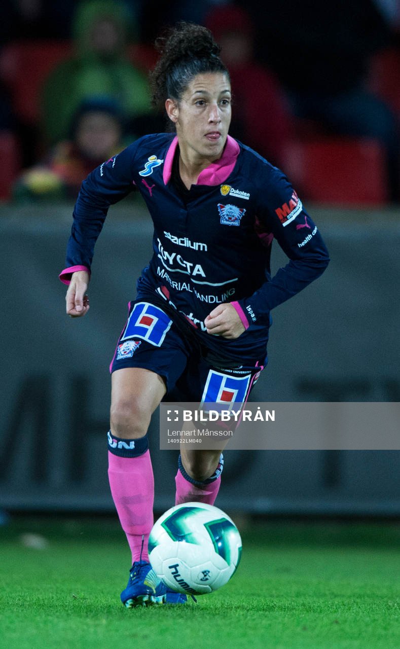 Linköpings Claudia Teresa Neto Pires i matchen i damallsvenskan mellan Kristianstad och Linköping i Kristianstad 22 september 2014.