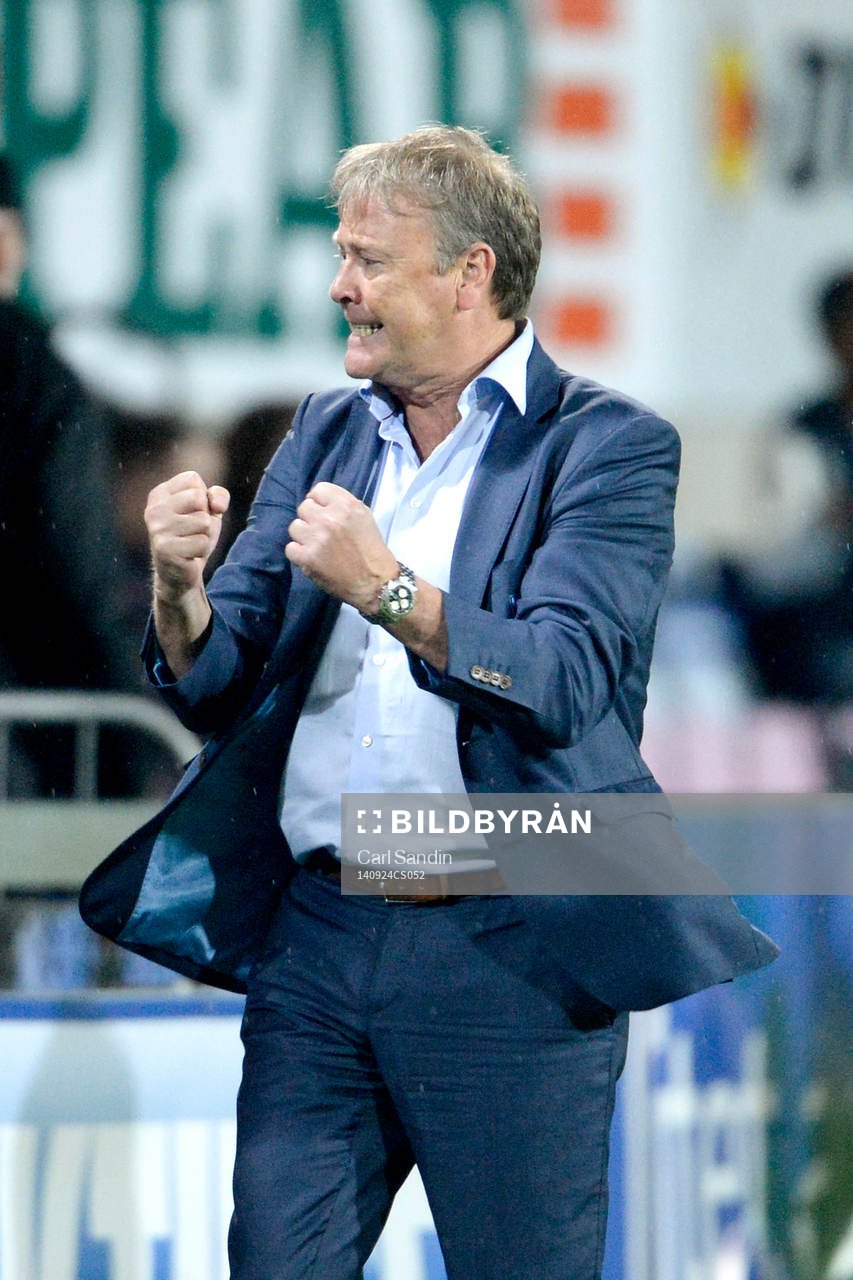 Malmö FFs tränare Åge Hareide jublar