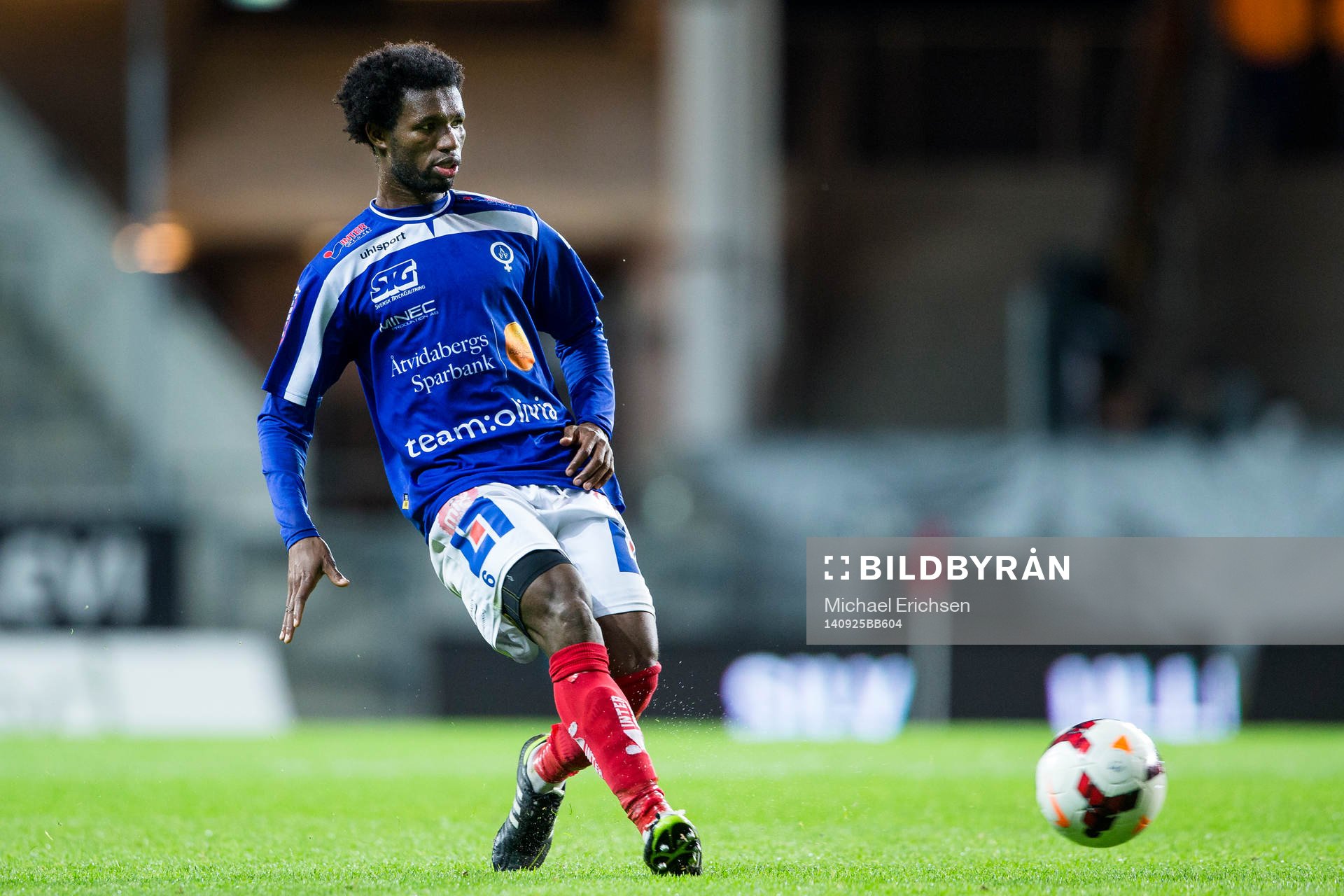 Åtvidabergs Mohammed Abubakari under fotbollsmatchen i Allsvenskan mellan Häcken - Åtvidaberg den 25 september  2014 i Göteborg.