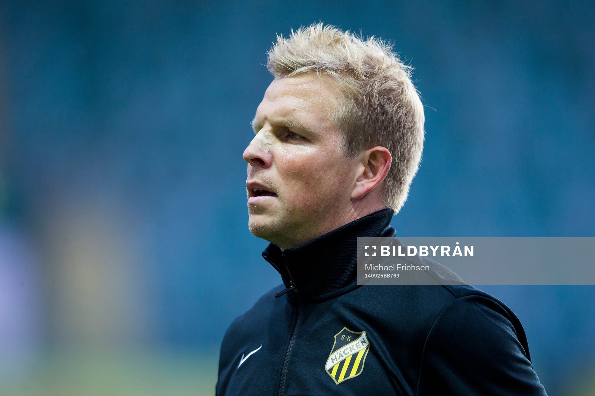 Häckens David Frölund innan fotbollsmatchen i Allsvenskan