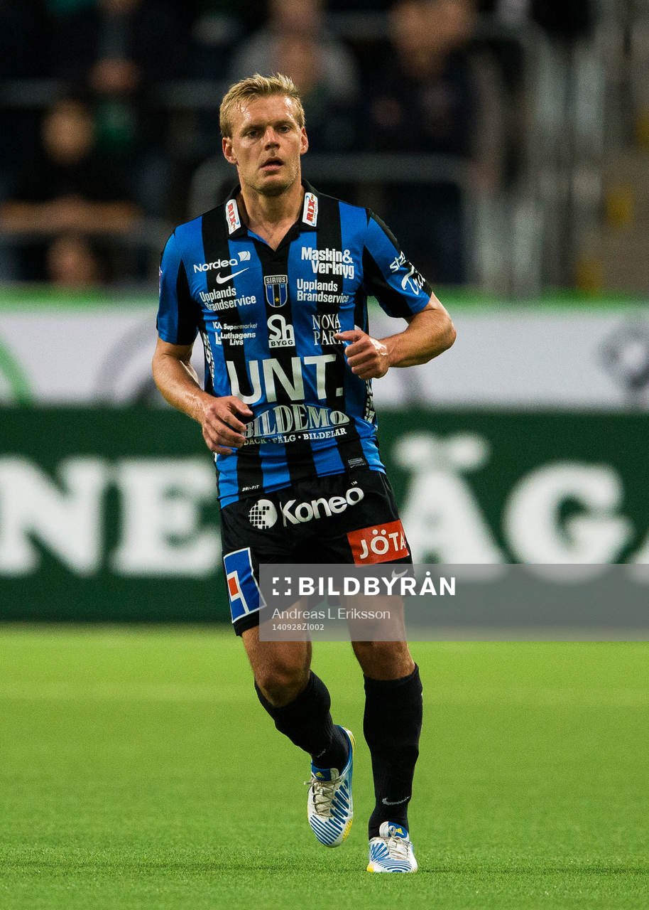 Sirius Johan Arneng under fotbollsmatchen i Superettan mellan Hammarby och Sirius den 28 september 2014 i Stockholm. 