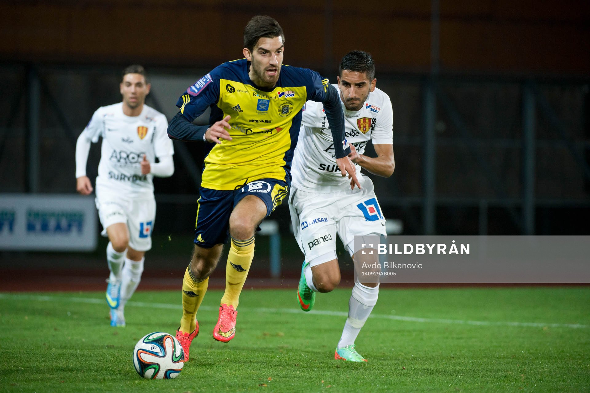 Ängelholms Muamet Asanovski under fotbollmatchen i Superettan mellan Ängelholm och Syrianska den 29 September 2014 i Ängelholm.