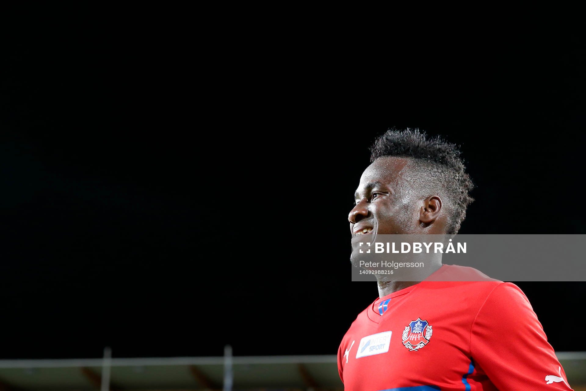Målgörare Helsingborgs David Accam under fotbollsmatchen i Allsvenskan mellan Åtvidaberg och Helsingborg den 29 september 2014 i Åtvidaberg.