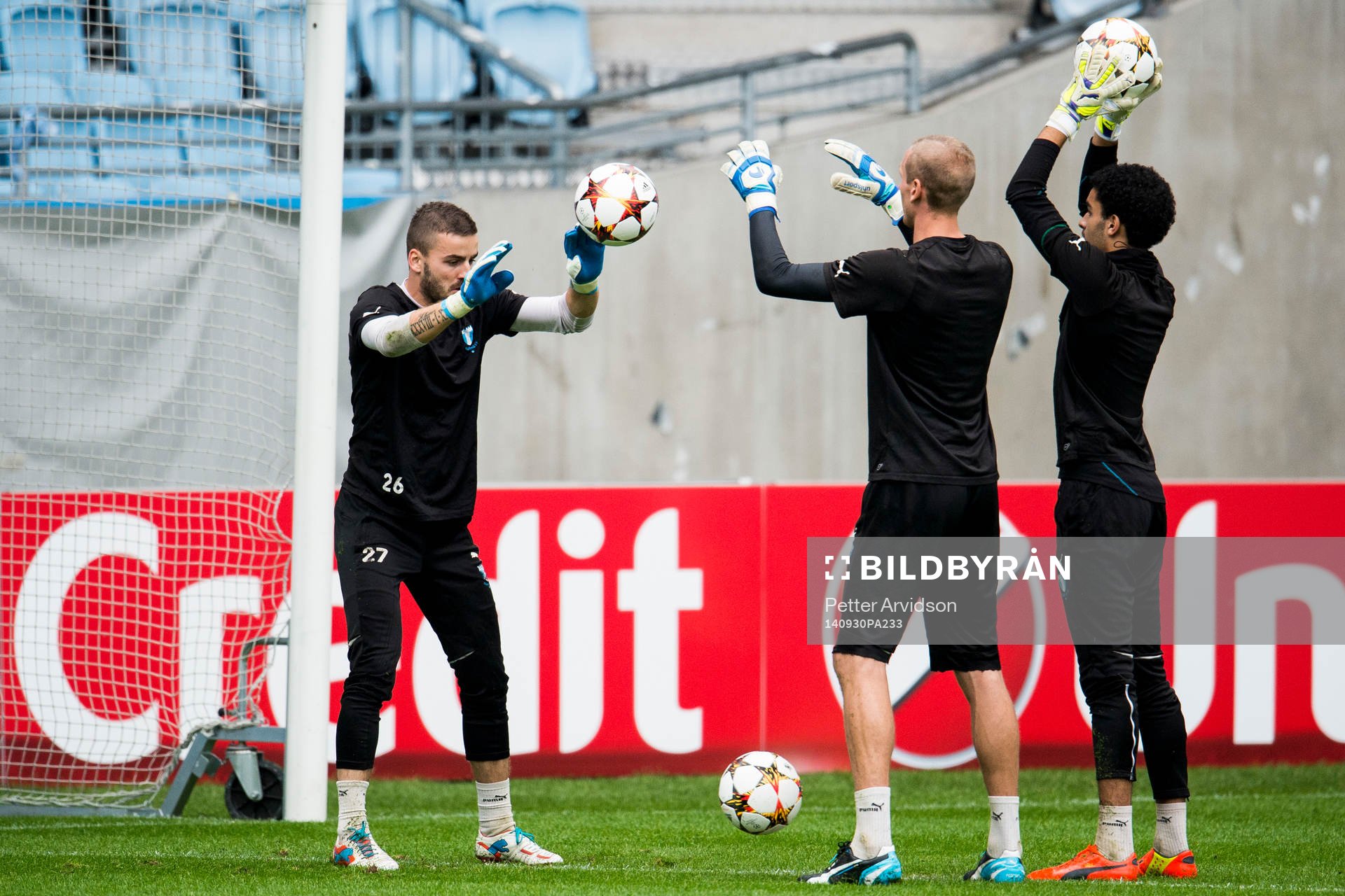 Malmö FFs målvakter Zlatan Azinovic, Robin Olsen och