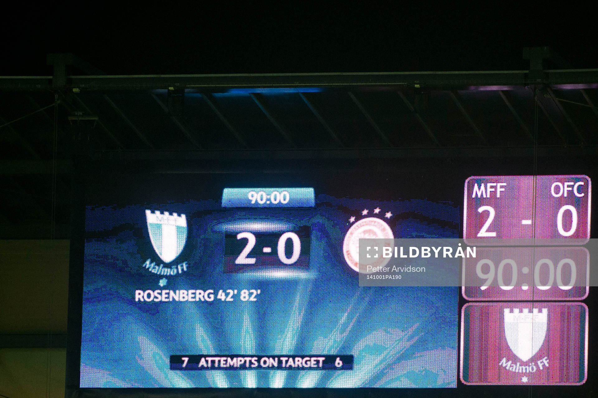 Resultattavlan visar 2-0 när matchen är slut