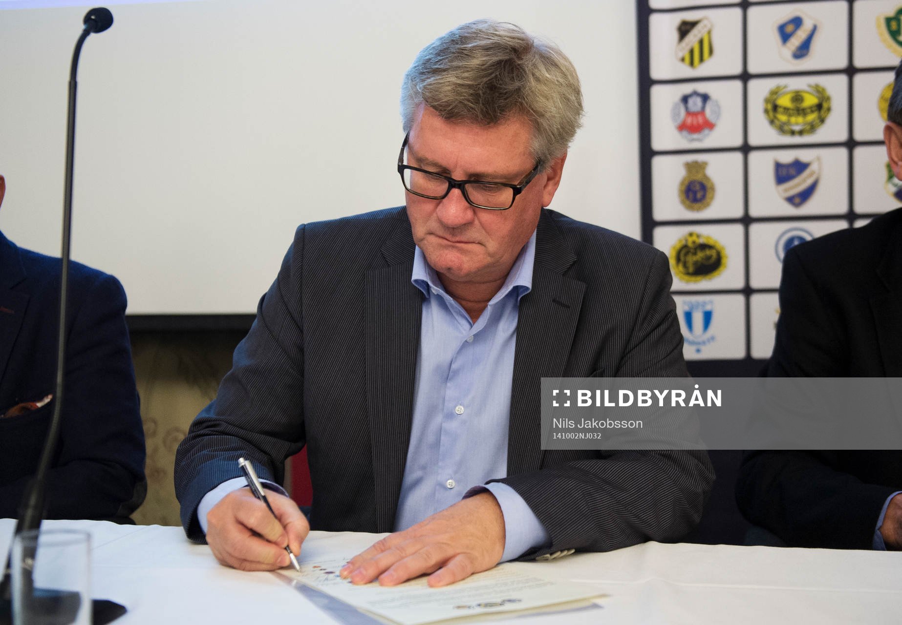 Sune Lantz, ordförande Jönköping Södra, när en ny uppförandekod för samtliga 32 elitföreningar presenterades och signerades den 2 oktober 2014 i Malmö.