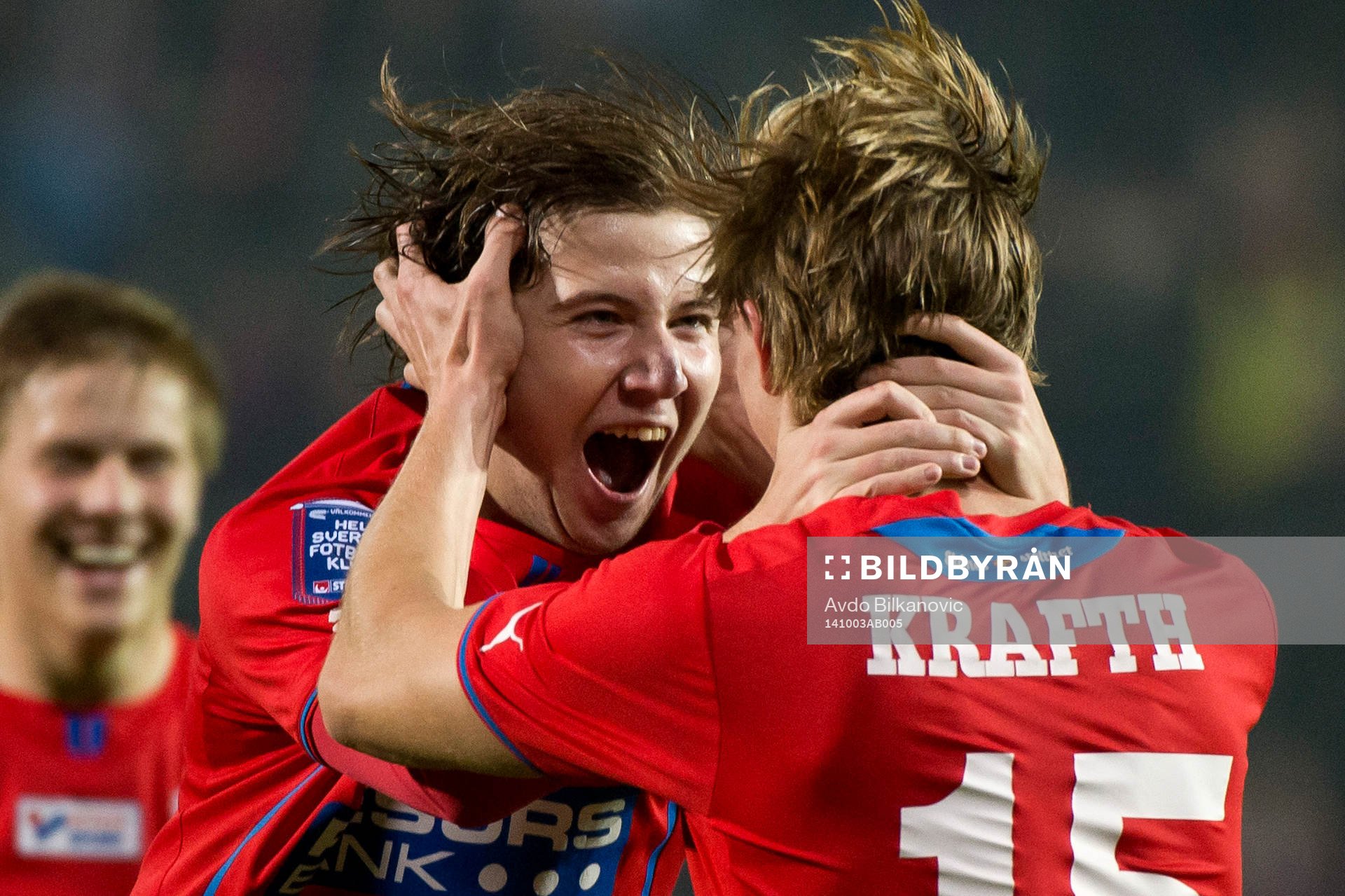 Helsingborgs Emil Krafth och Darijan Bojanic  jublar