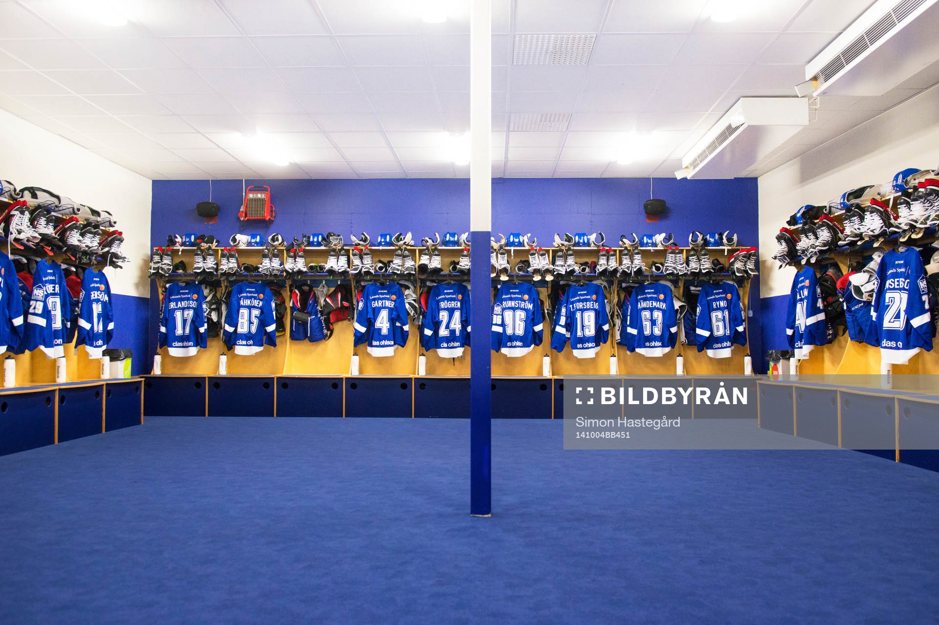 Leksands omklädningsrum före ishockeymatchen i SHL mellan