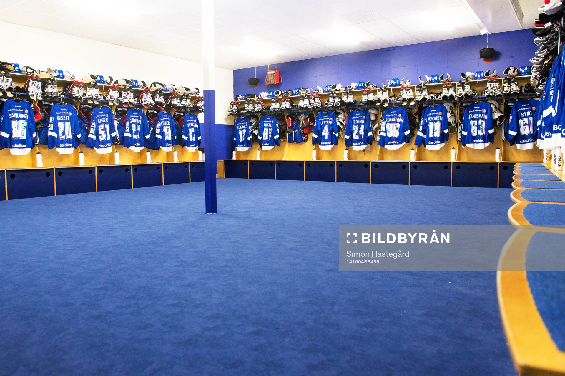 Leksands omklädningsrum före ishockeymatchen i SHL mellan