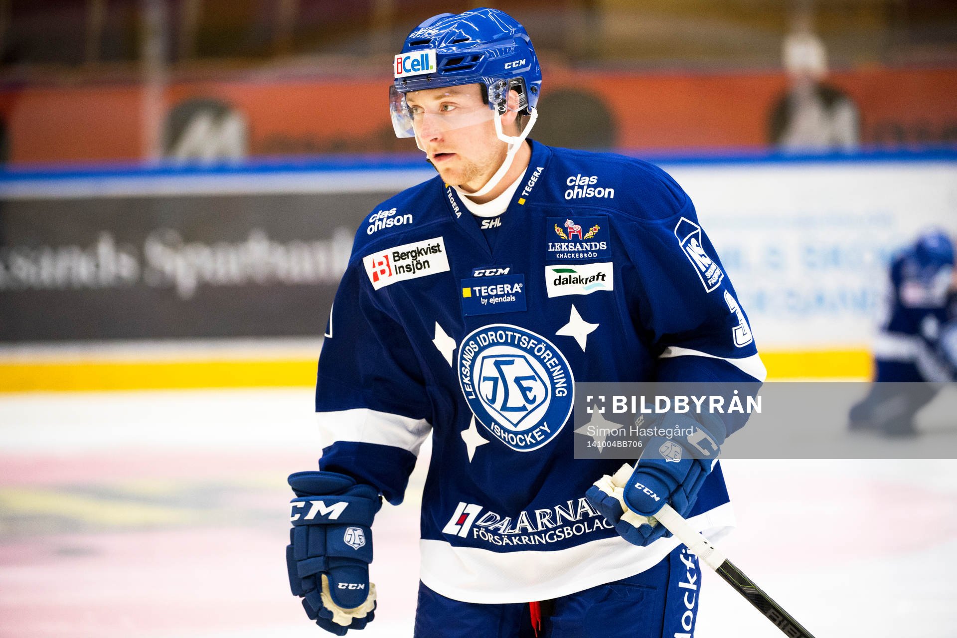Leksands Linus Hultström på uppvärmningen före