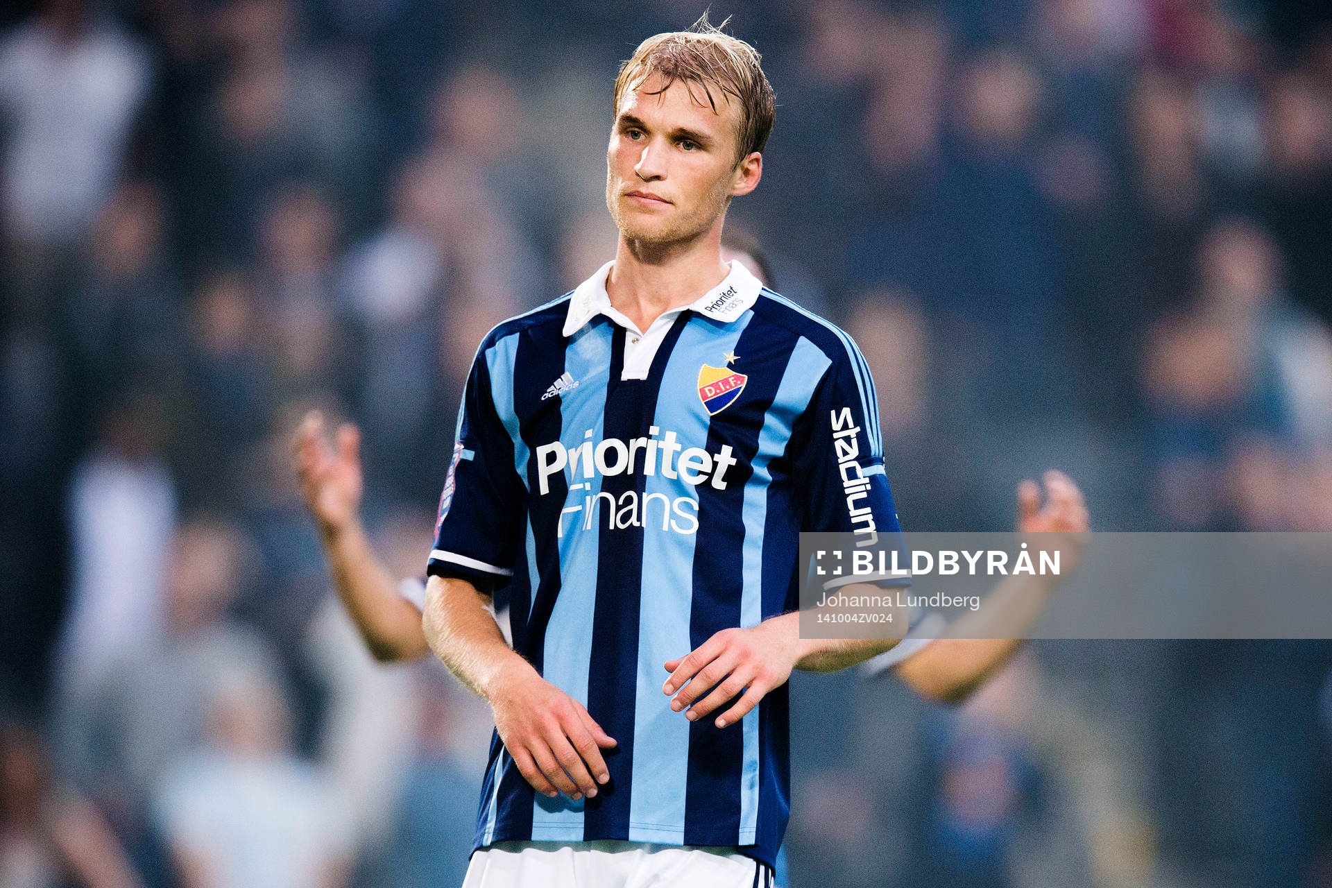 Djurgårdens Sebastian Andersson under fotbollsmatchen i Allsvenskan mellan Djurgården och Gefle den 4 oktober 2014 i Stockholm. 