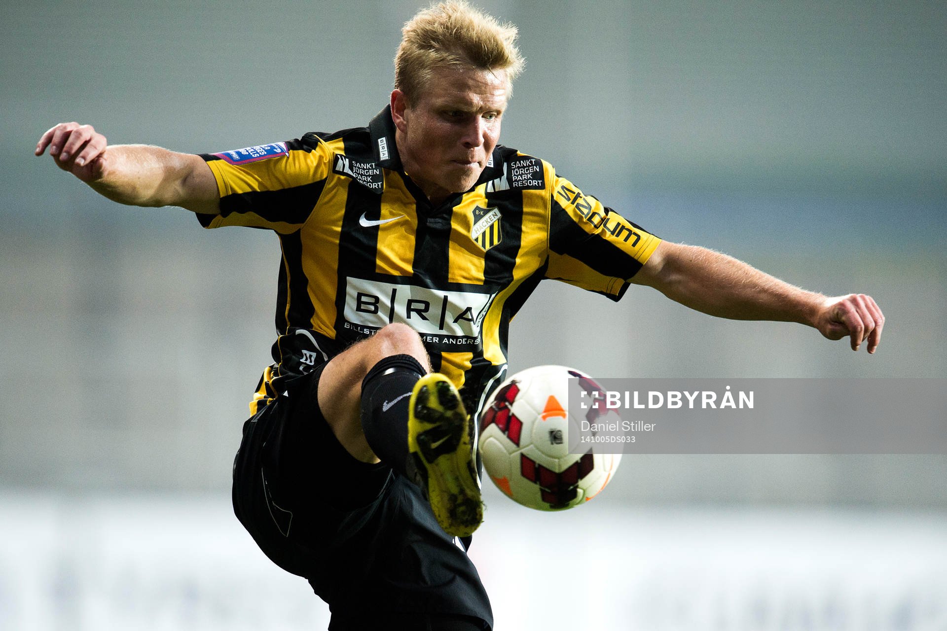 Häckens David Frölund under fotbollsmatchen i Allsvenskan mellan Häcken och Falkenberg den 5 oktober 2014 i Göteborg.