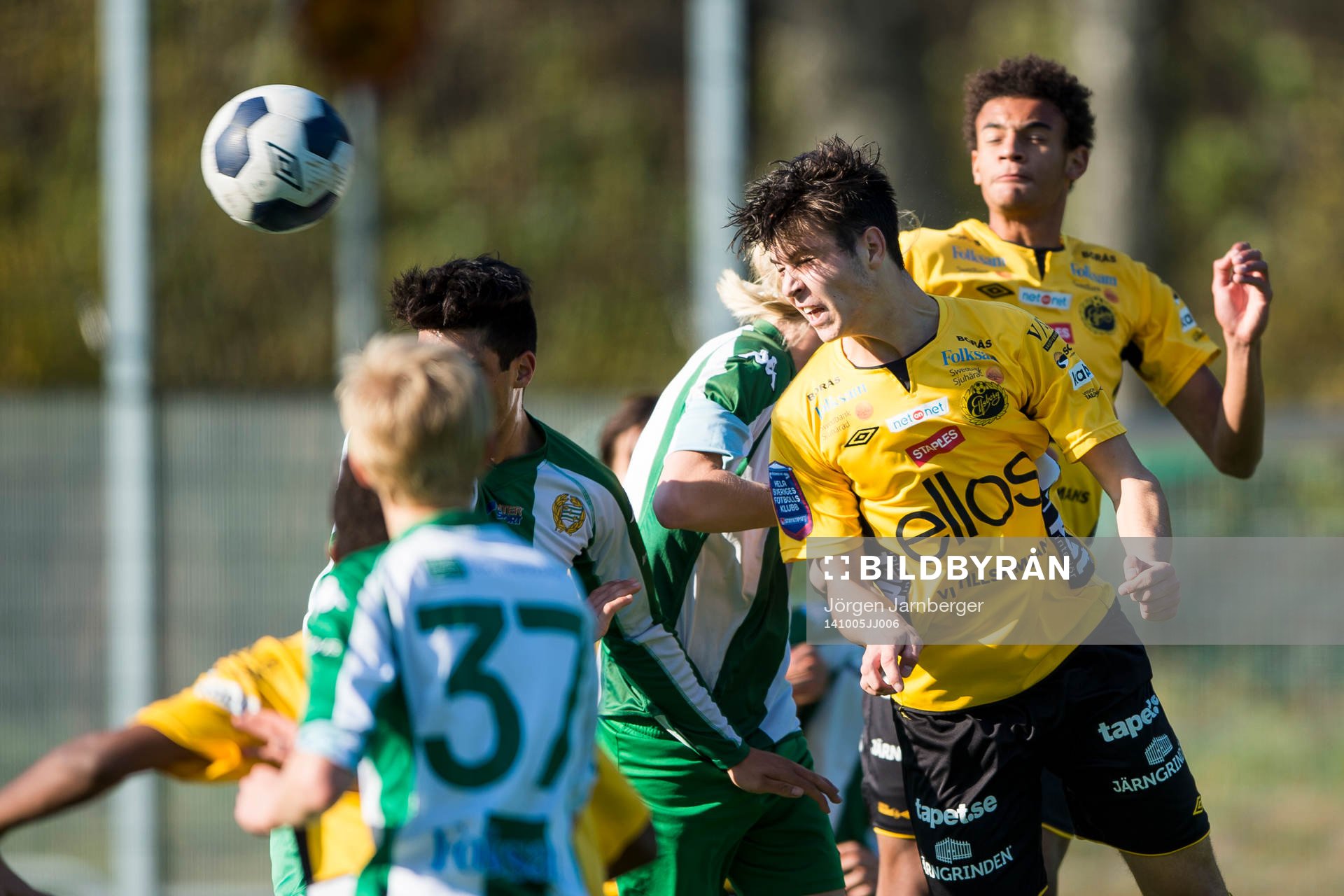 Elfsborgs Mattias Özgun nickar in 1-0 under fotbollsmatchen i U17-slutspelet mellan Elfsborg och Hammarby den 5 oktober 2014 i Borås.