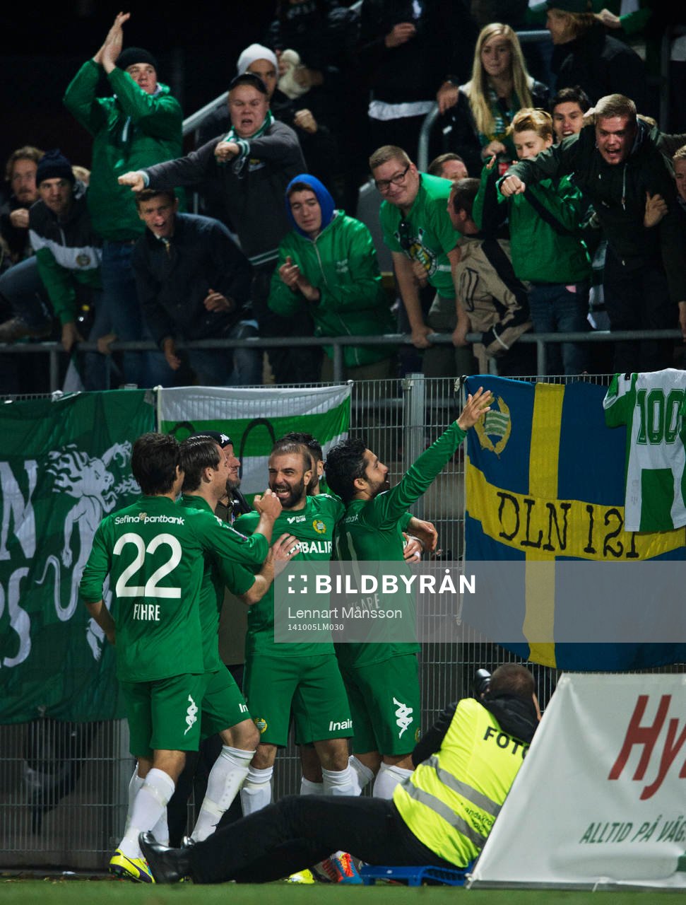  Hammarbys Pablo Pinones Arce har gjort 2-1 i matchen i superettan mellan Landskrona och Hammarby i Landskrona 5 oktober 2014.