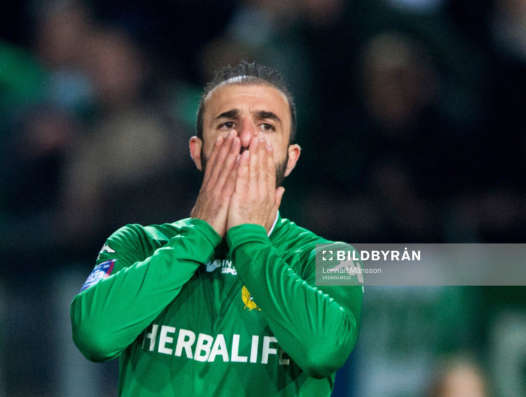  Hammarbys Kennedy Bakircicioglu besviken i matchen i superettan mellan Landskrona och Hammarby i Landskrona 5 oktober 2014.