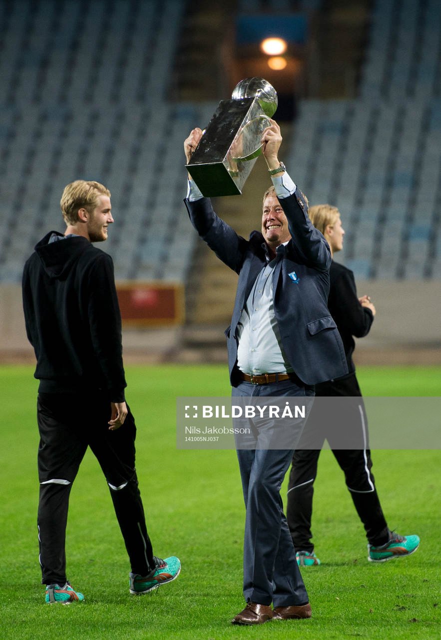 Malmö FFs tränare Åge Hareide med Lennart Johanssons