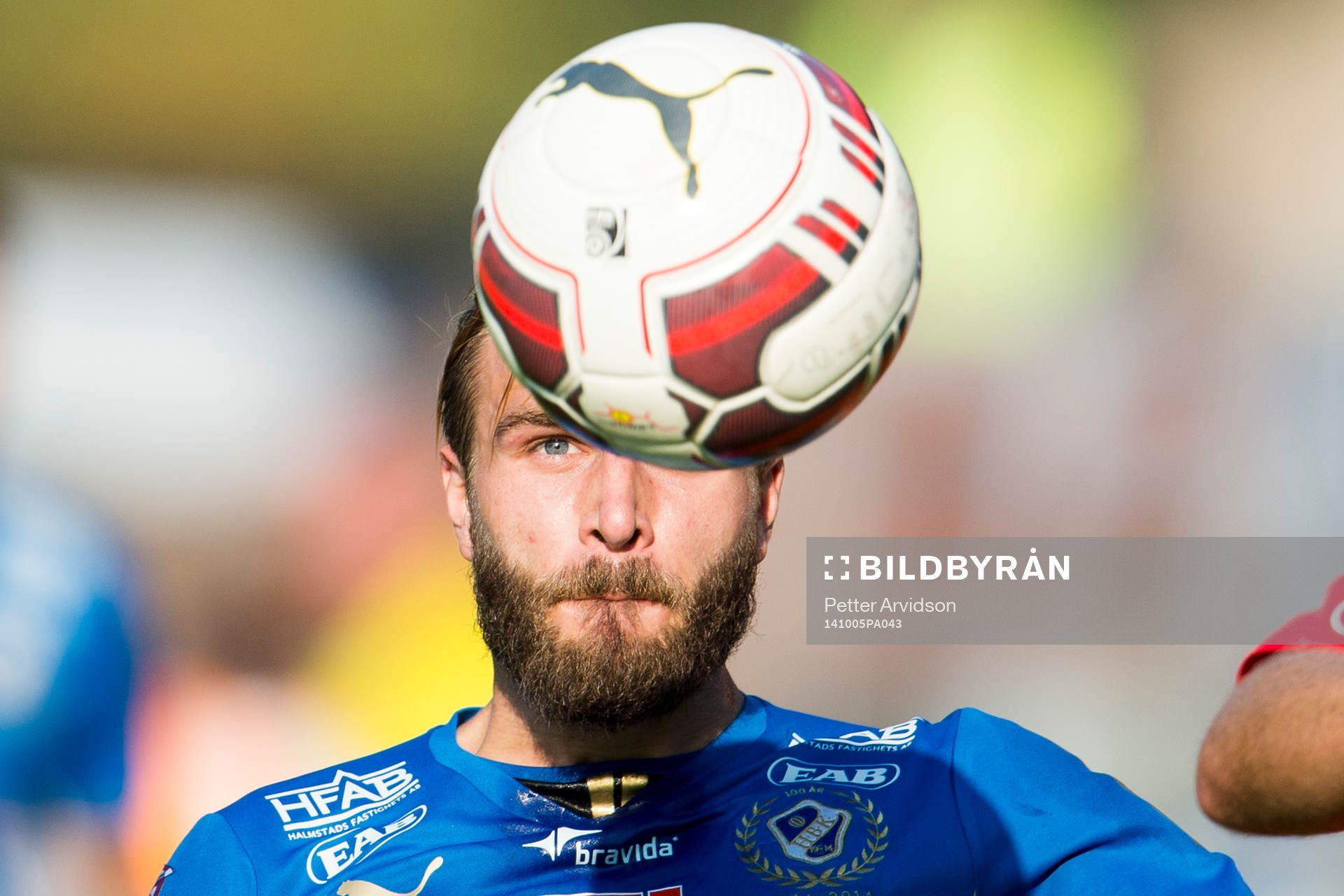 Halmstads Jesper Westerberg under fotbollsmatchen i Allsvenskan mellan Halmstad och Åtvidaberg den 5 oktober 2014 i Halmstad.