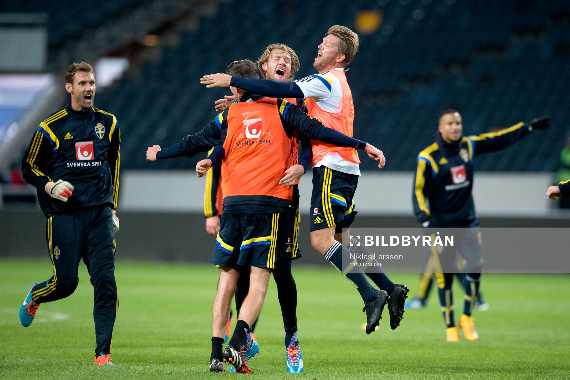 Sveriges Ola Toivonen, Marcus Allbäck och målvakt Andreas