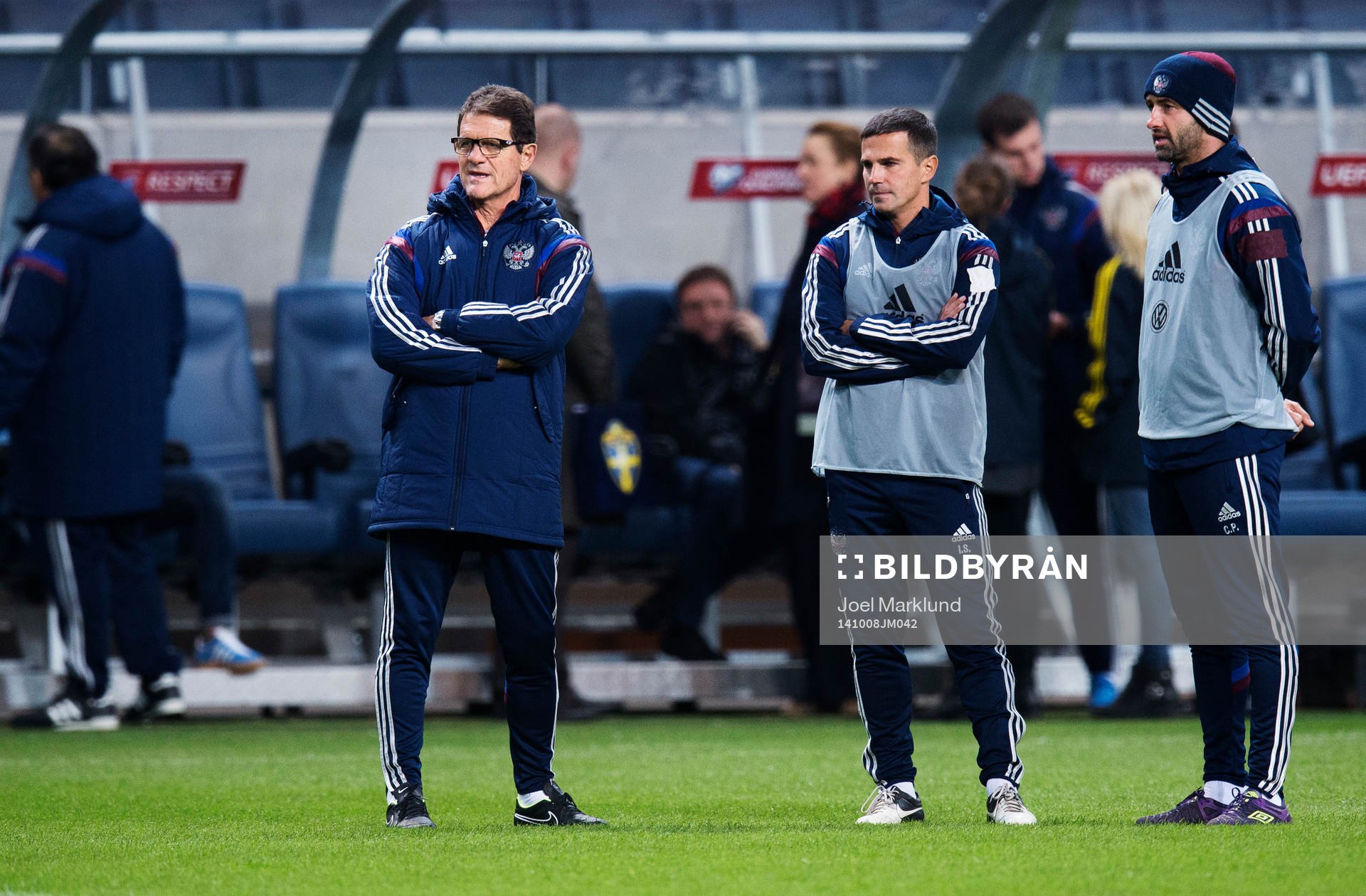Förbundskapten Fabio Capello (t v)