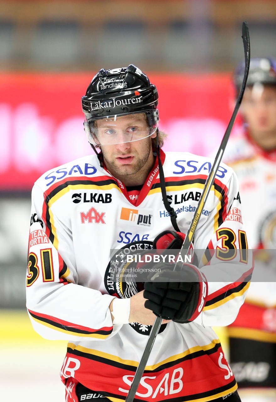 Luleås Jonathan Granström före ishockeymatchen i SHL