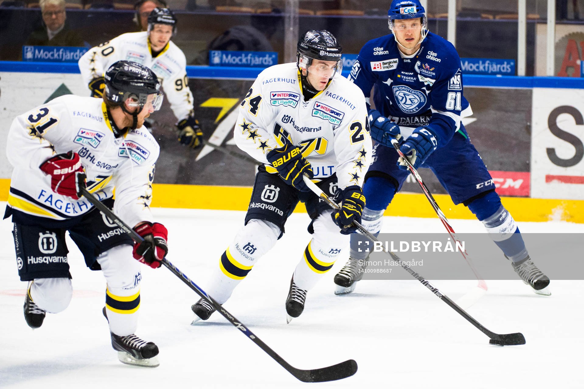 HV71s  Mattias Tedenby, Erik Christensen och Leksands Johan