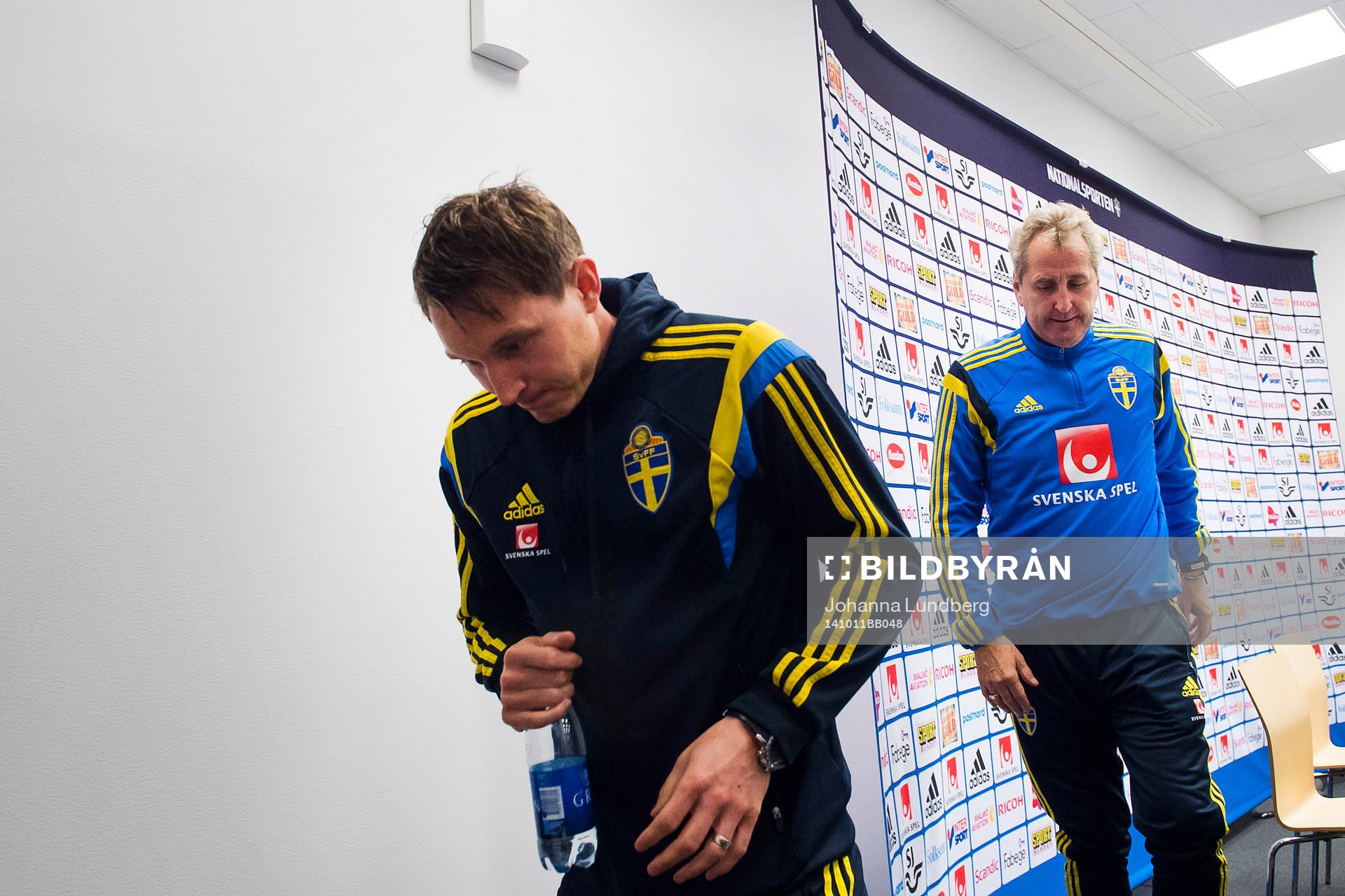 Sveriges Kim Källström och förbundskapten Erik Hamrén