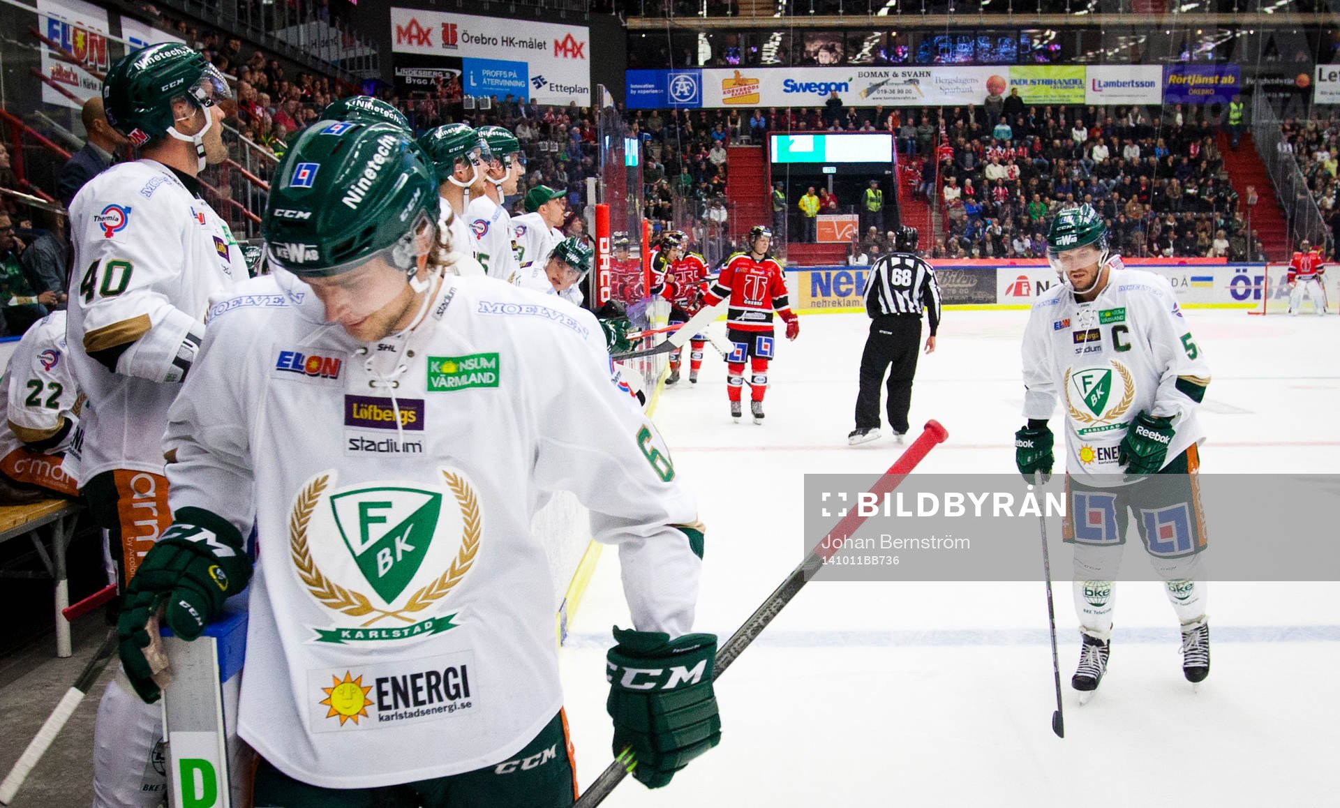 Färjestads Daniel Gunnarsson och Ole-Kristian Tollefsen