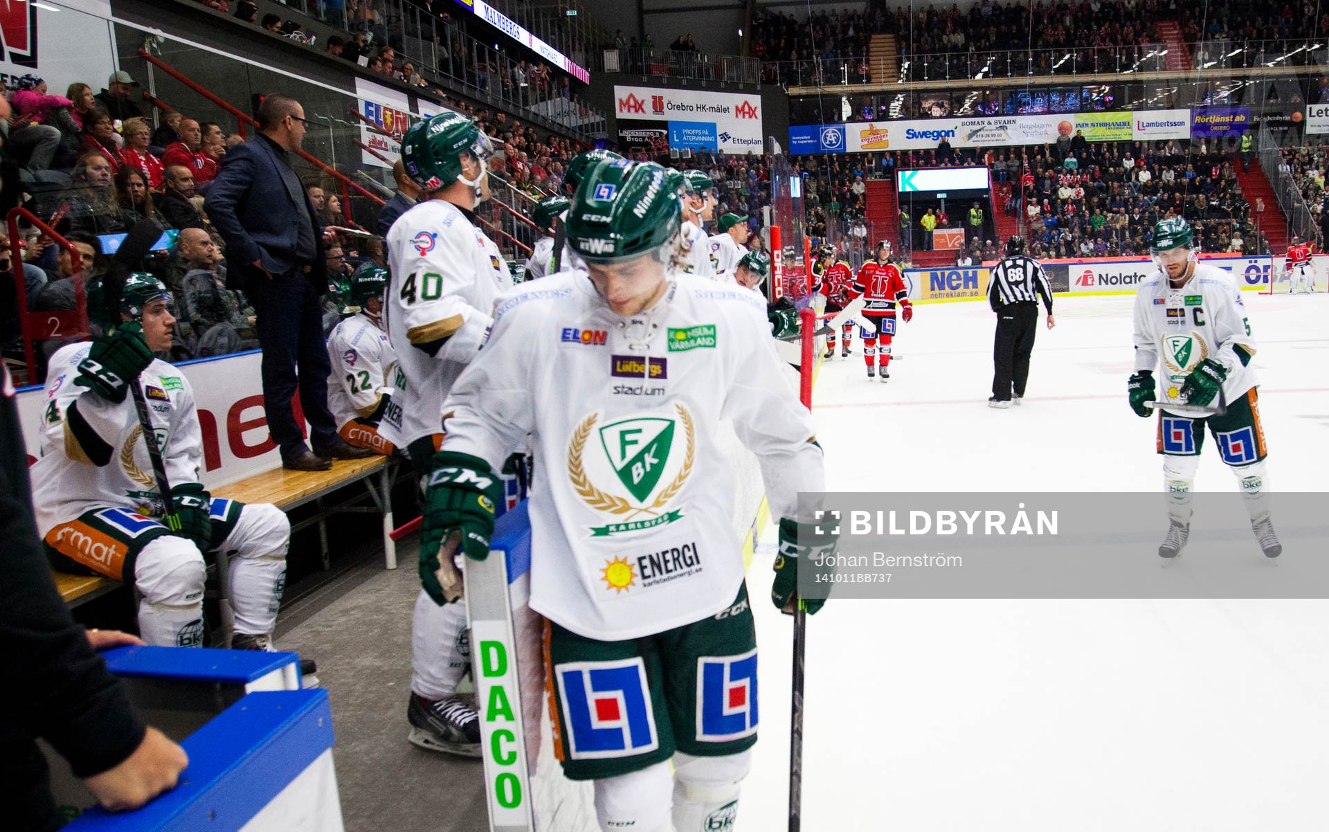 Färjestads Daniel Gunnarsson och Ole-Kristian Tollefsen