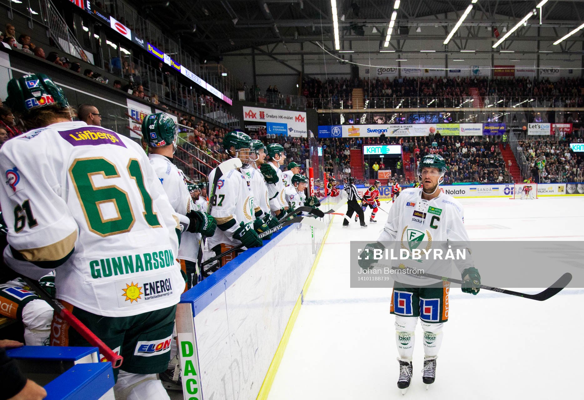 Färjestads Daniel Gunnarsson och Ole-Kristian Tollefsen