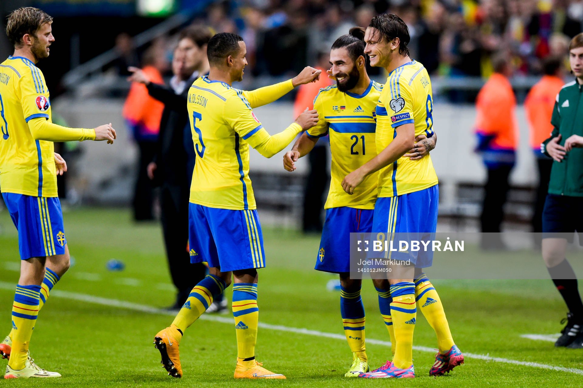 Sveriges Mikael Antonsson, Martin Olsson, Jimmy Durmaz och