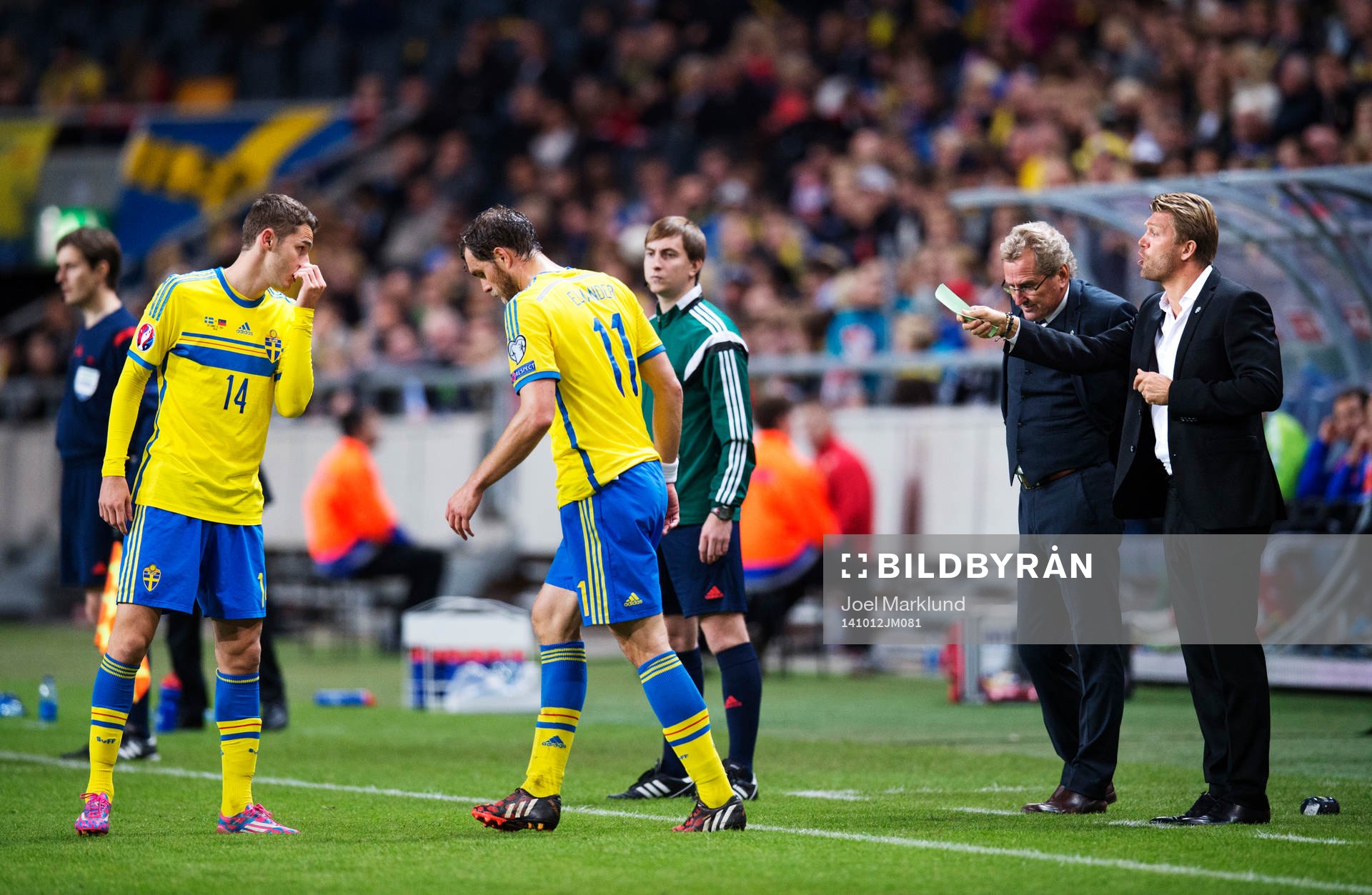 Sveriges Branimir Hrgota och Johan Elmander får