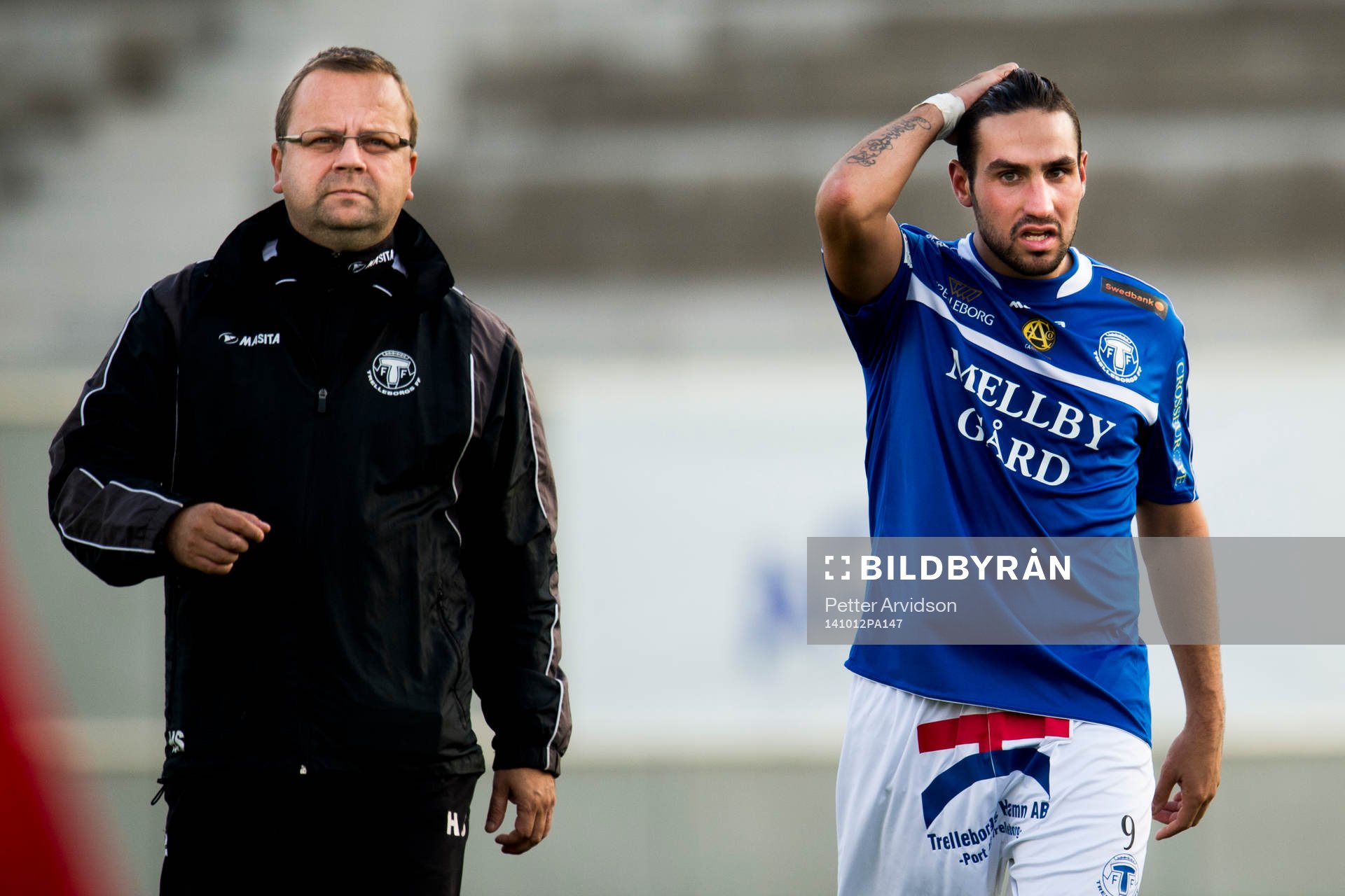 Trelleborgs tränare Hannu Sirviö och Alexander Nilsson