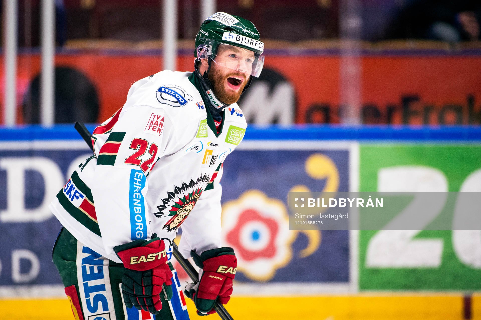 Frölundas Robin Figren skriker på domaren