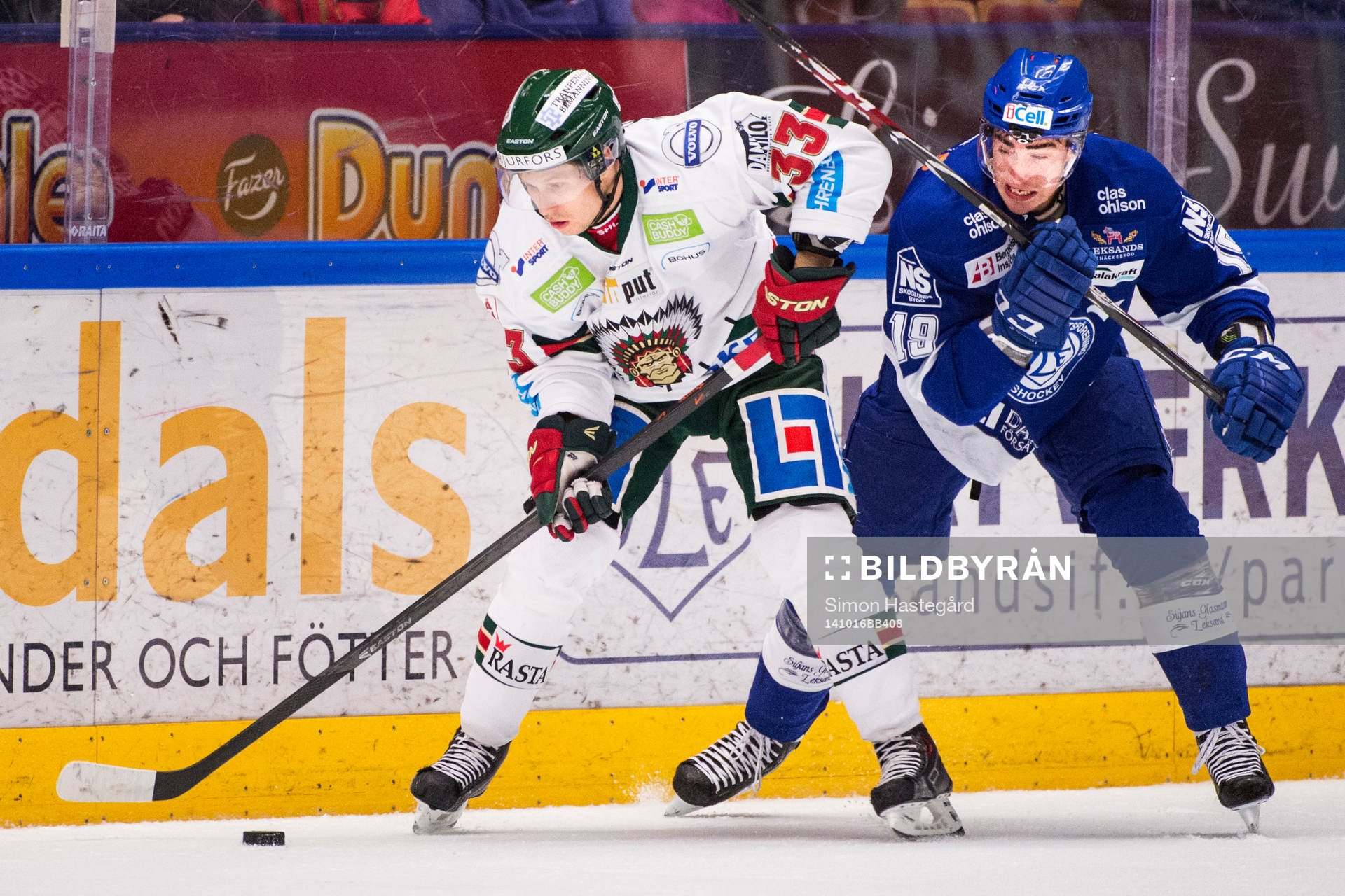 Frölundas  Elias Fälth och Leksands Tobias Forsberg