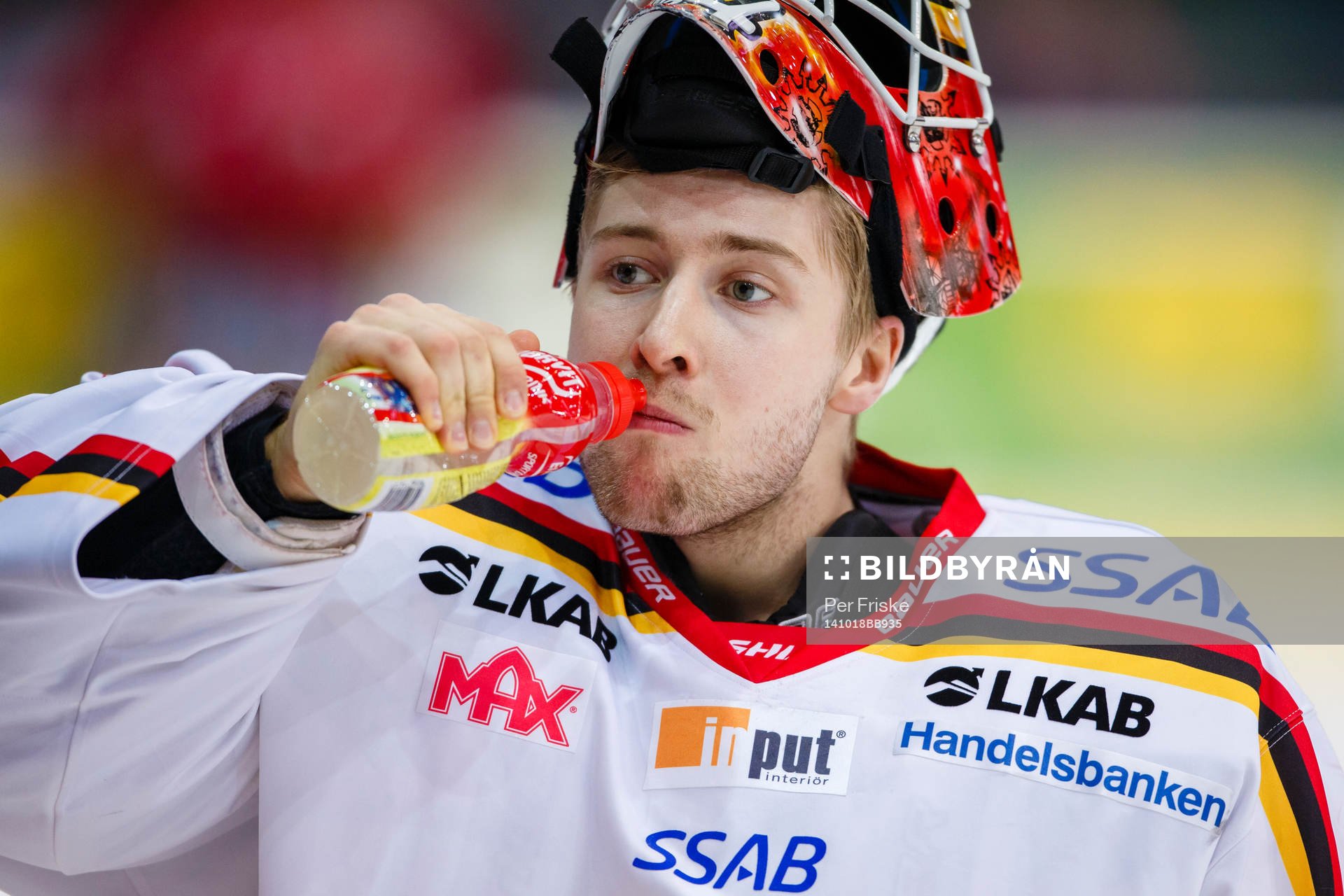 Luleås målvakt Joel Lassinantti innan ishockeymatchen i