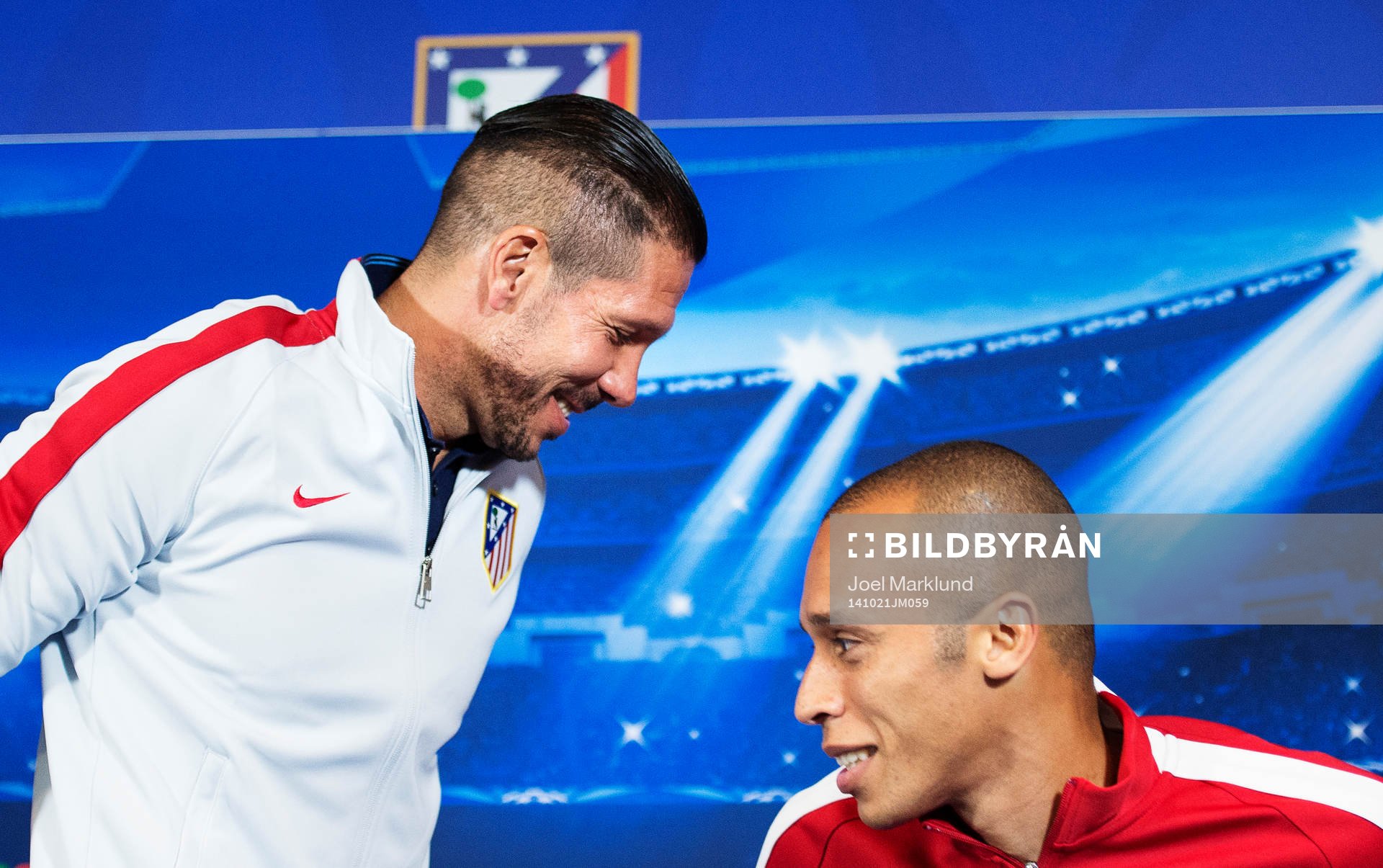 Atletico Madrids tränare Diego Simeone och Miranda