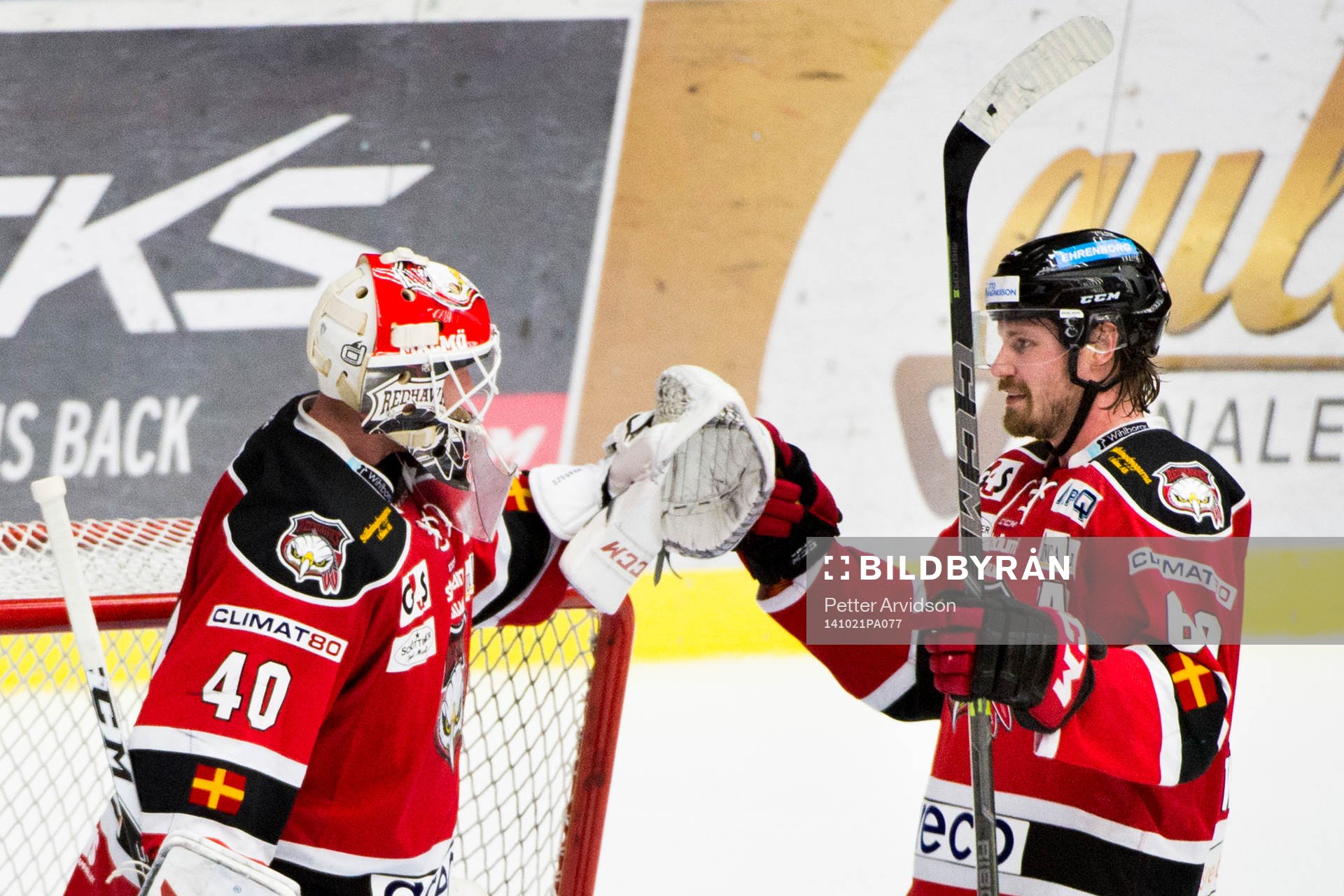 Malmö Redhawks målvakt Pontus Sjögren och Stefan Warg