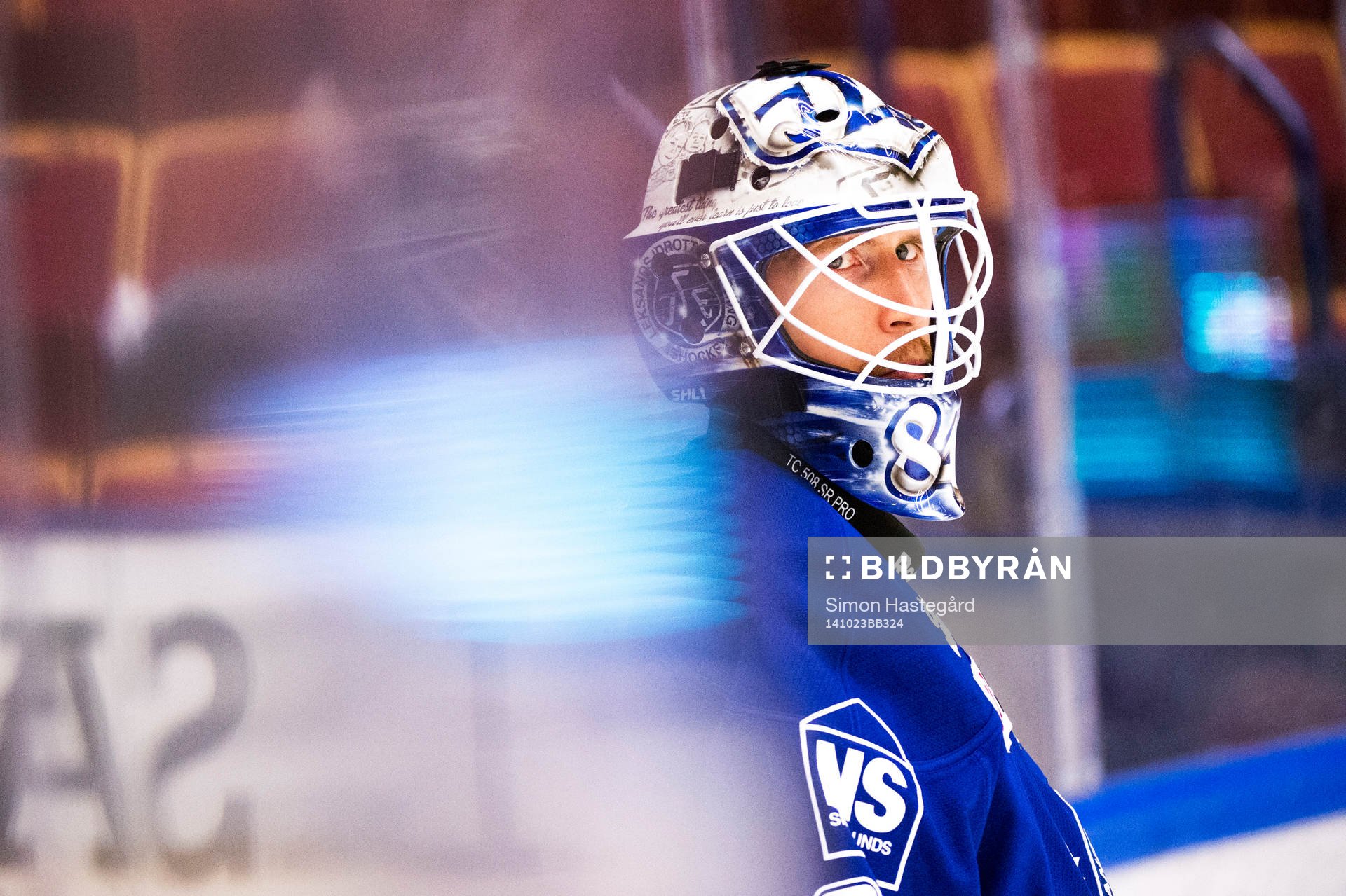 Leksands målvakt Joakim Lundström före ishockeymatchen i