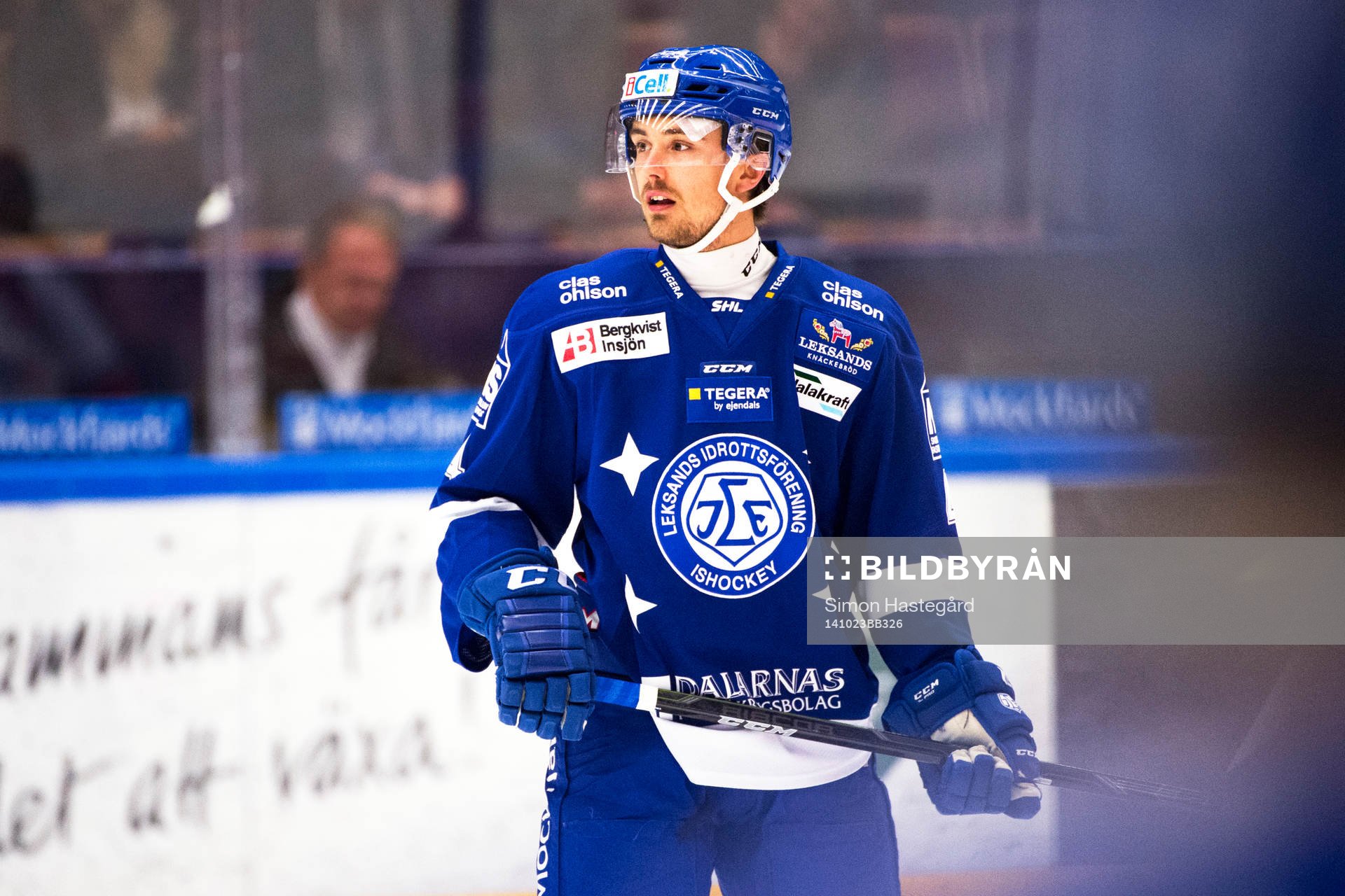 Leksands Robin Gartner före ishockeymatchen i SHL mellan
