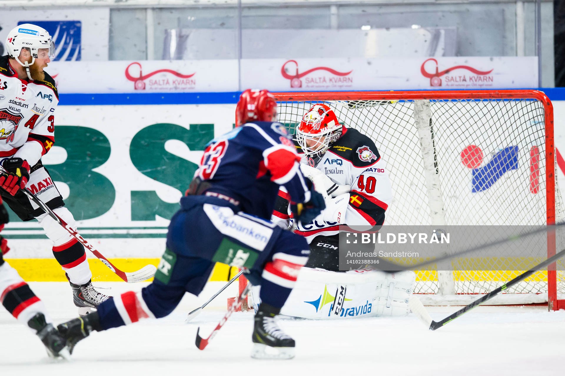 Malmö Redhawks målvakt Pontus Sjögren släpper in 1-0