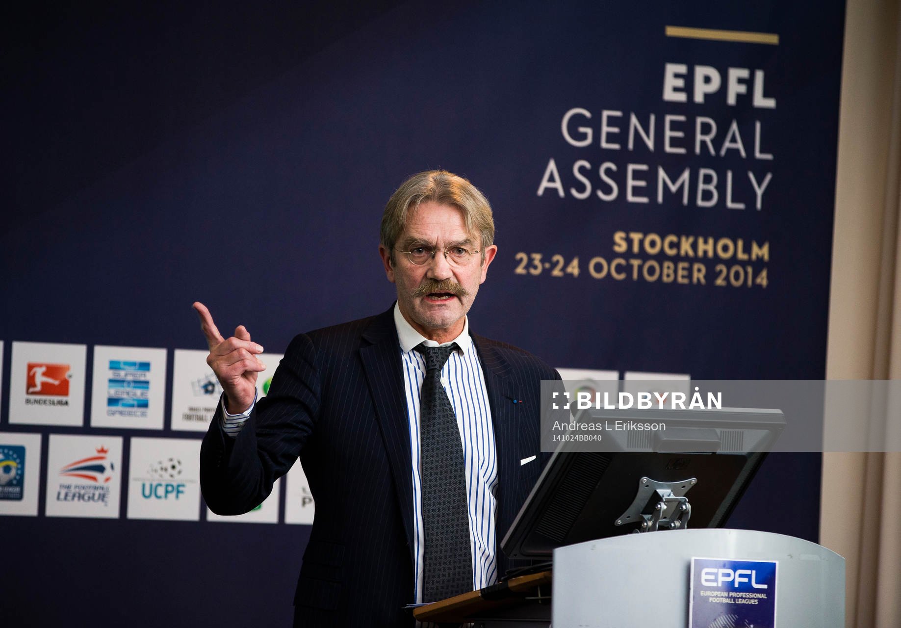 EPFL:s ordförande Frederic Thiriez under EPFL:s årsmöte den 24 oktober 2014 i Stockholm.