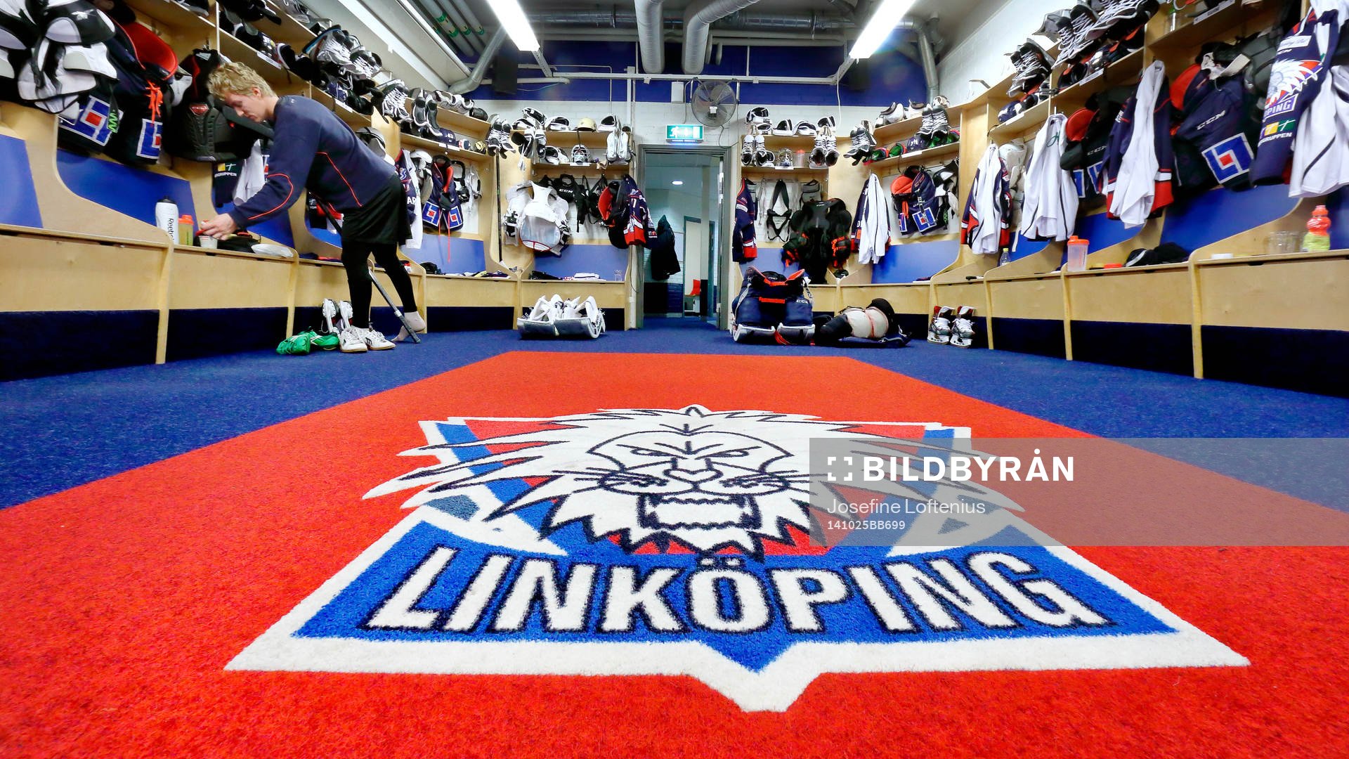 Linköpings omklädningsrum före ishockeymatchen i SHL