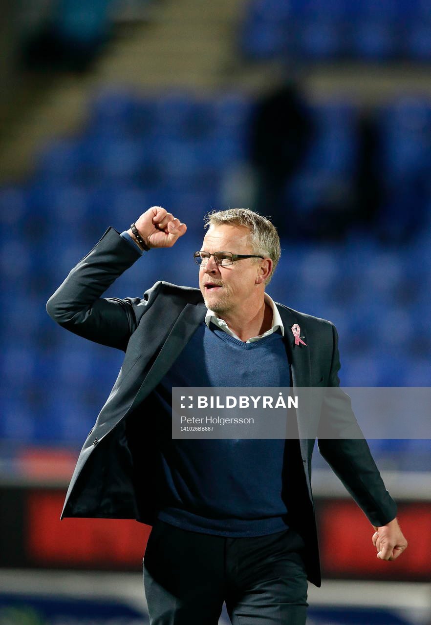 Norrköpings tränare Jan Andersson jublar