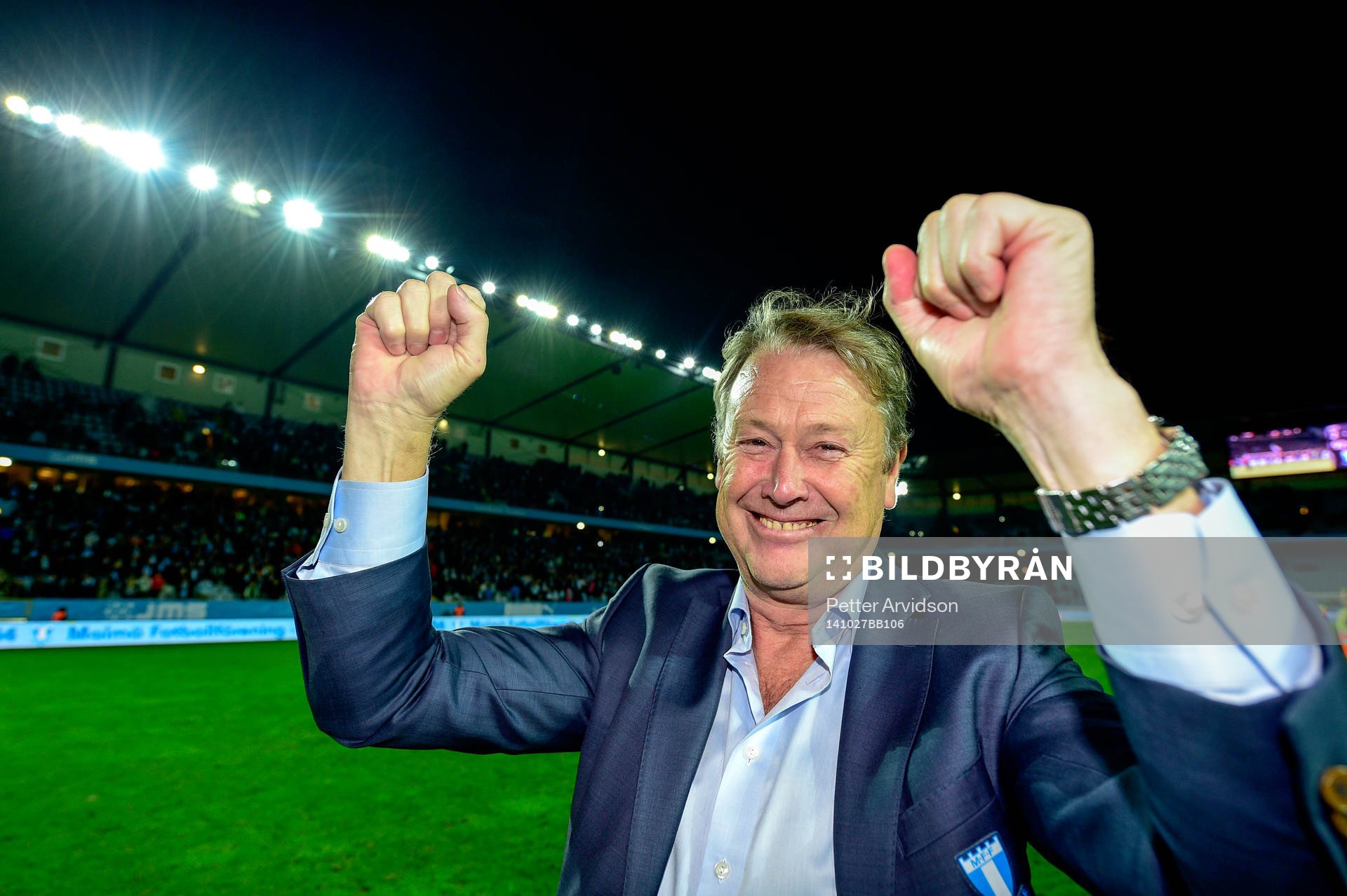 Malmö FFs tränare Åge Hareide jublar