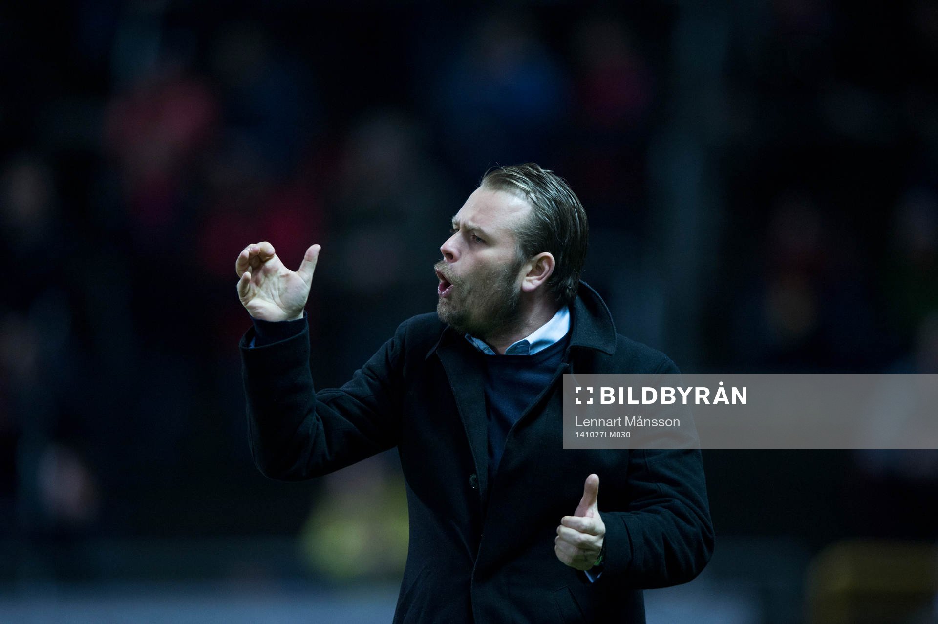 IFK Göteborgs tränare Mikael Stahre i matchen i allsvenskan i fotboll mellan Helsingborg och IFK Göteborg i Helsingborg 27 oktober 2014.
