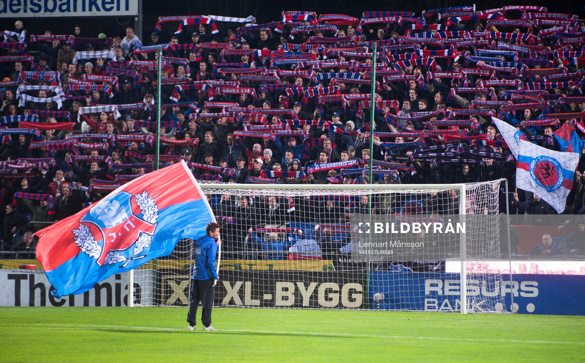 Helsingborgs supporters  i matchen i allsvenskan i fotboll